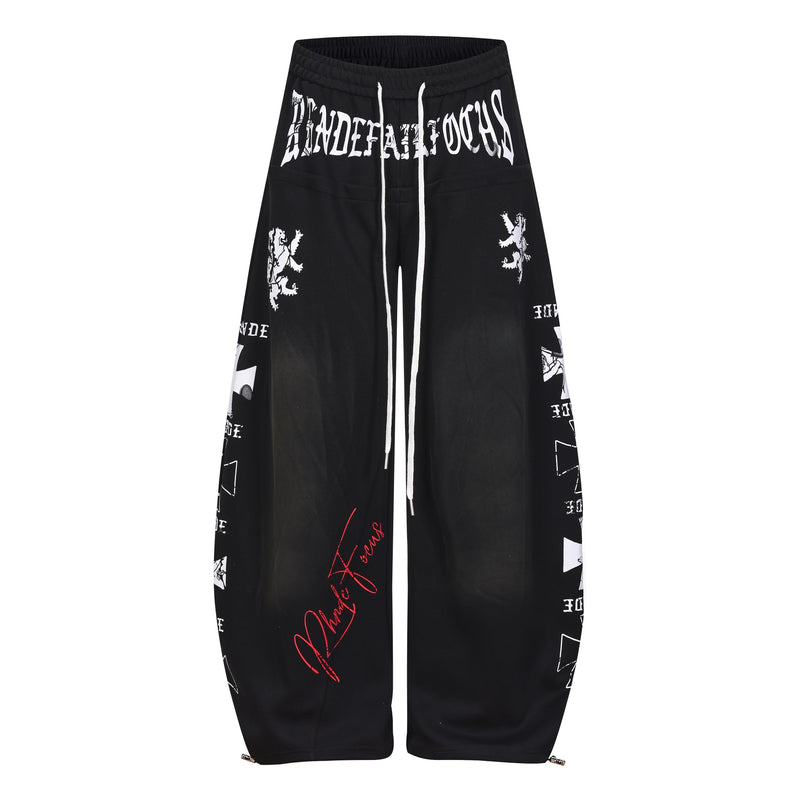 Omirad Gothic Script Wide-Leg Sweatpants | Streetwear
