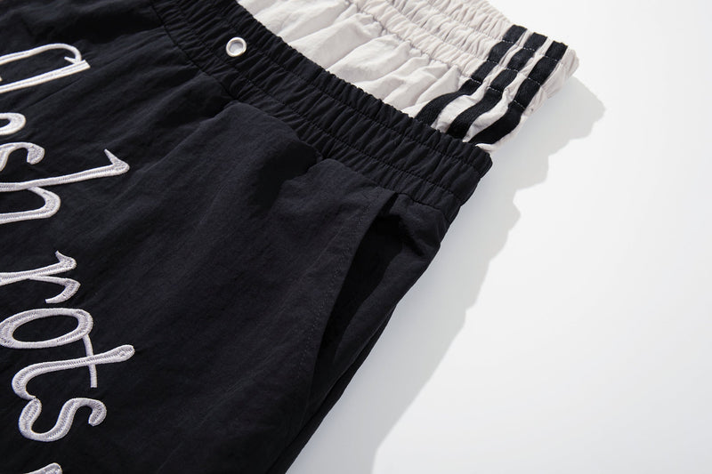 Script Graphic Wide-Leg Track Pants | Contrast Panel