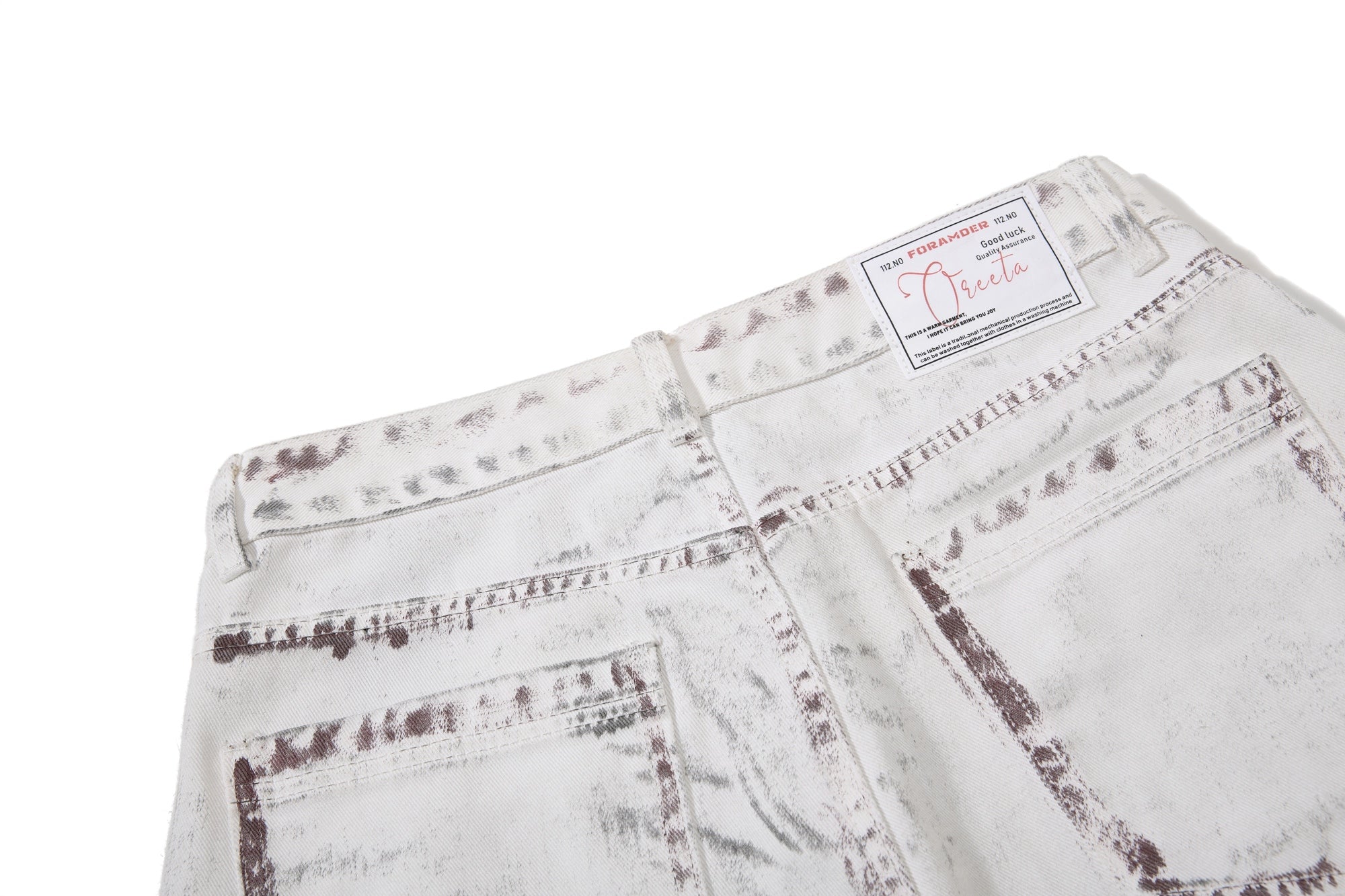 Omirad Washed Wide-Leg Panel Denim Pants | 100% Cotton