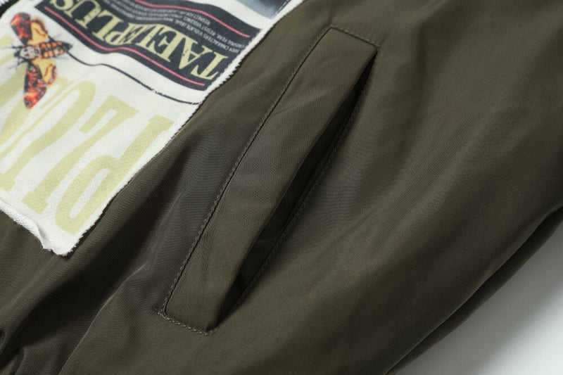 Retro Poster Patch Bomber Jacket | Cult Film Graphic Streetwear