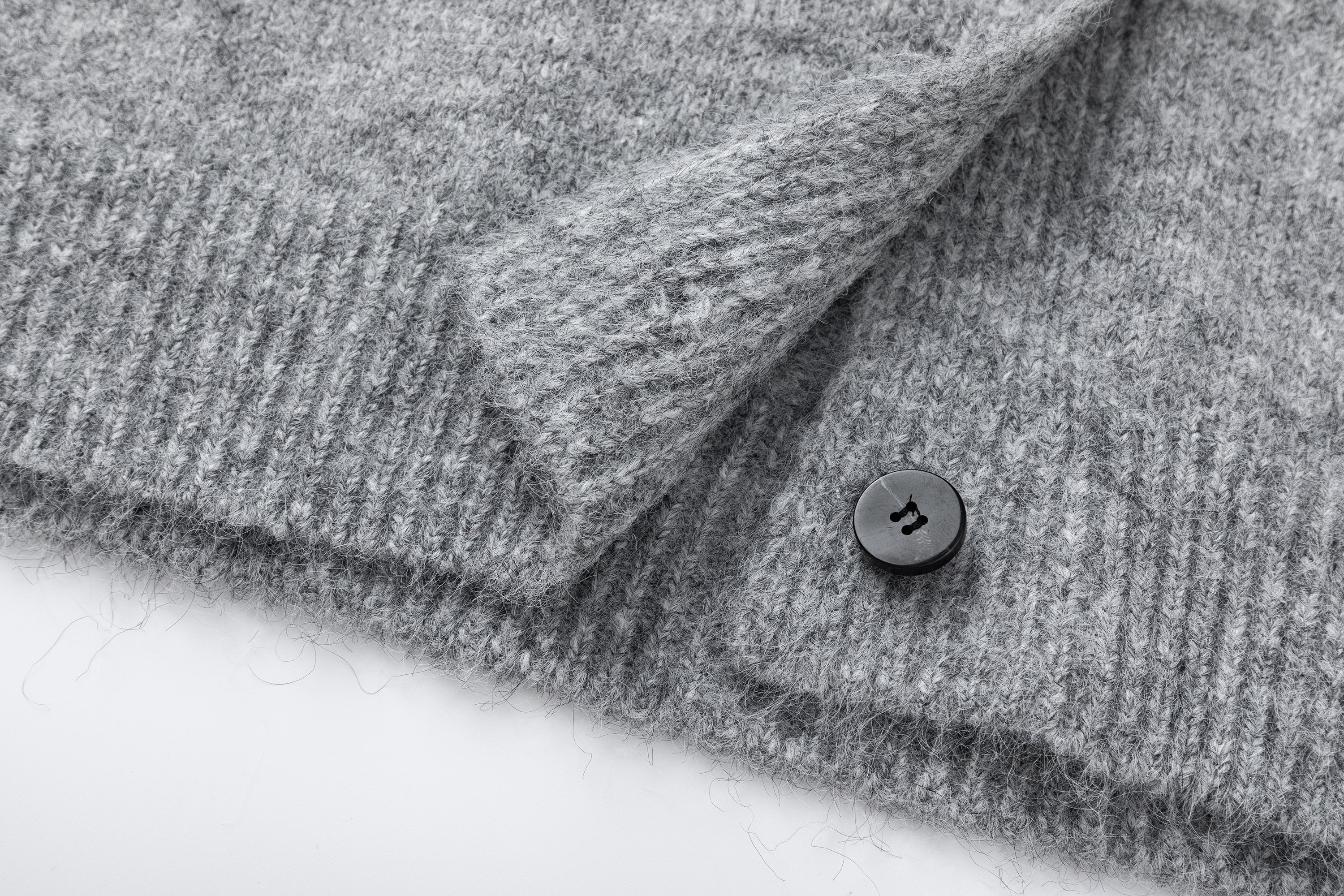 Minimal Wool Blend Knit Cardigan | Crew Neck Button-Up