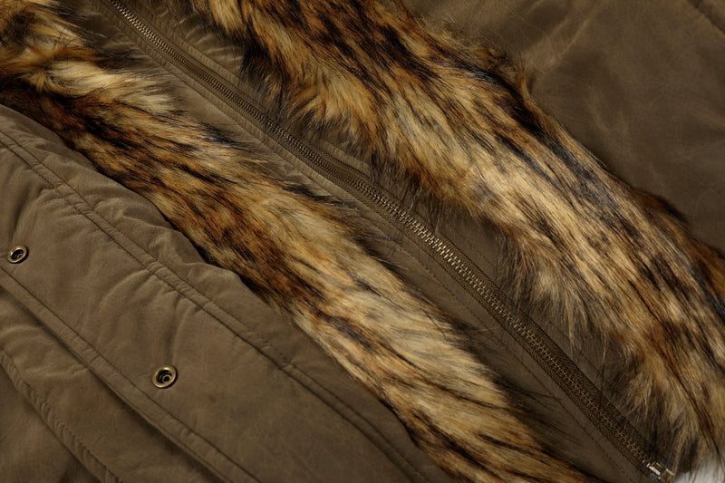 Detachable Faux Fur Collar PU Puffer Jacket | Cropped