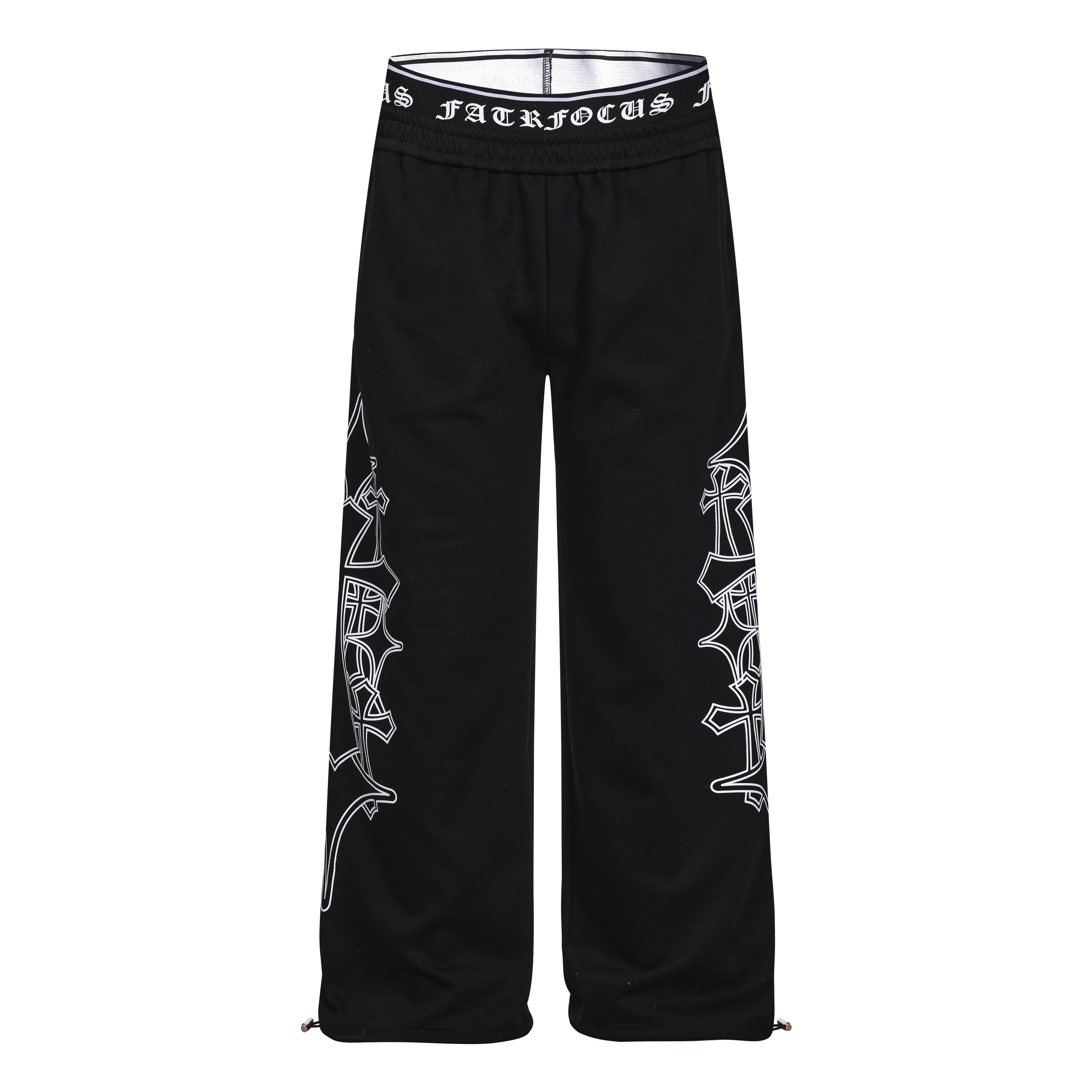Gothic Outline Wide-Leg Sweatpants | Streetwear Joggers