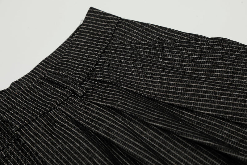 Pinstripe Wide-Leg Pleated Trousers | Relaxed Tailored Fit