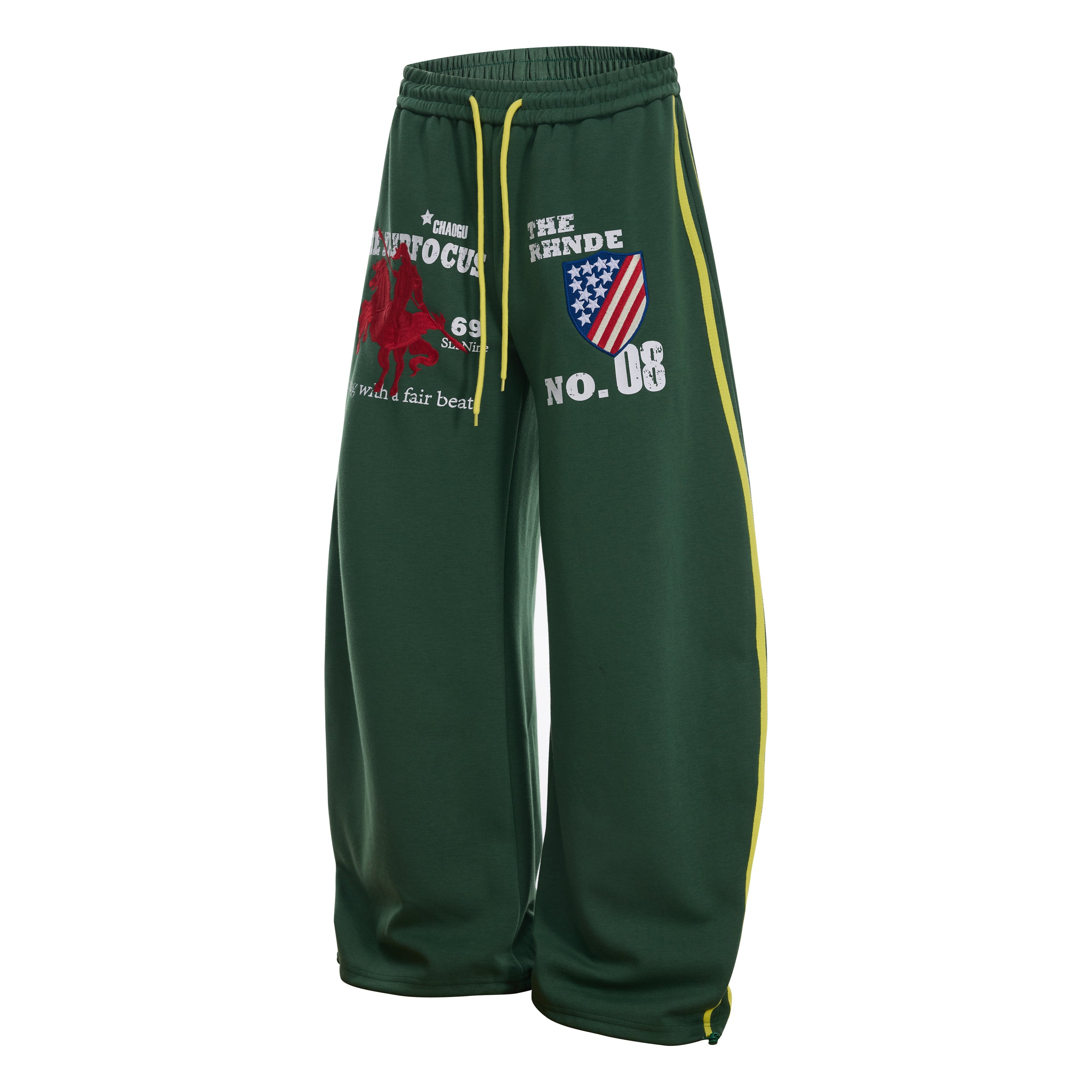 Retro College Badge Wide-Leg Sweatpants | Varsity Streetwear