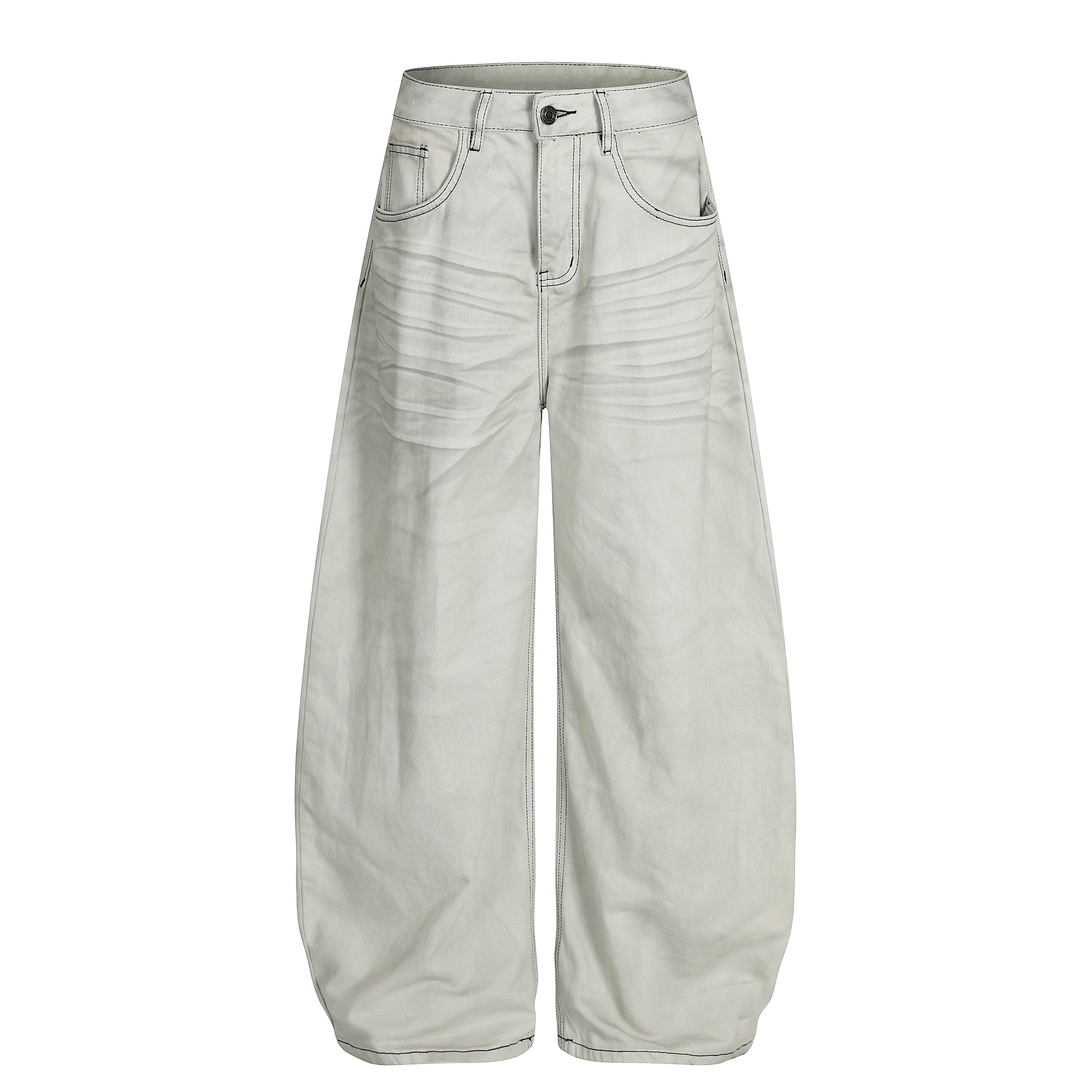Omirad Clean-Wash Ultra Wide-Leg Jeans | Contrast Stitch