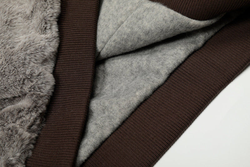 Wool Blend Fleece Hooded Bomber Jacket | Omirad
