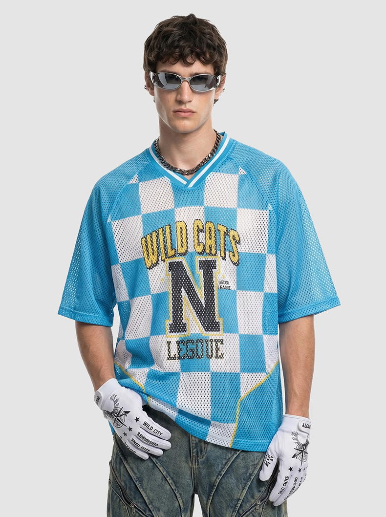 Wild Cats N League Checkerboard Mesh Jersey T-Shirt