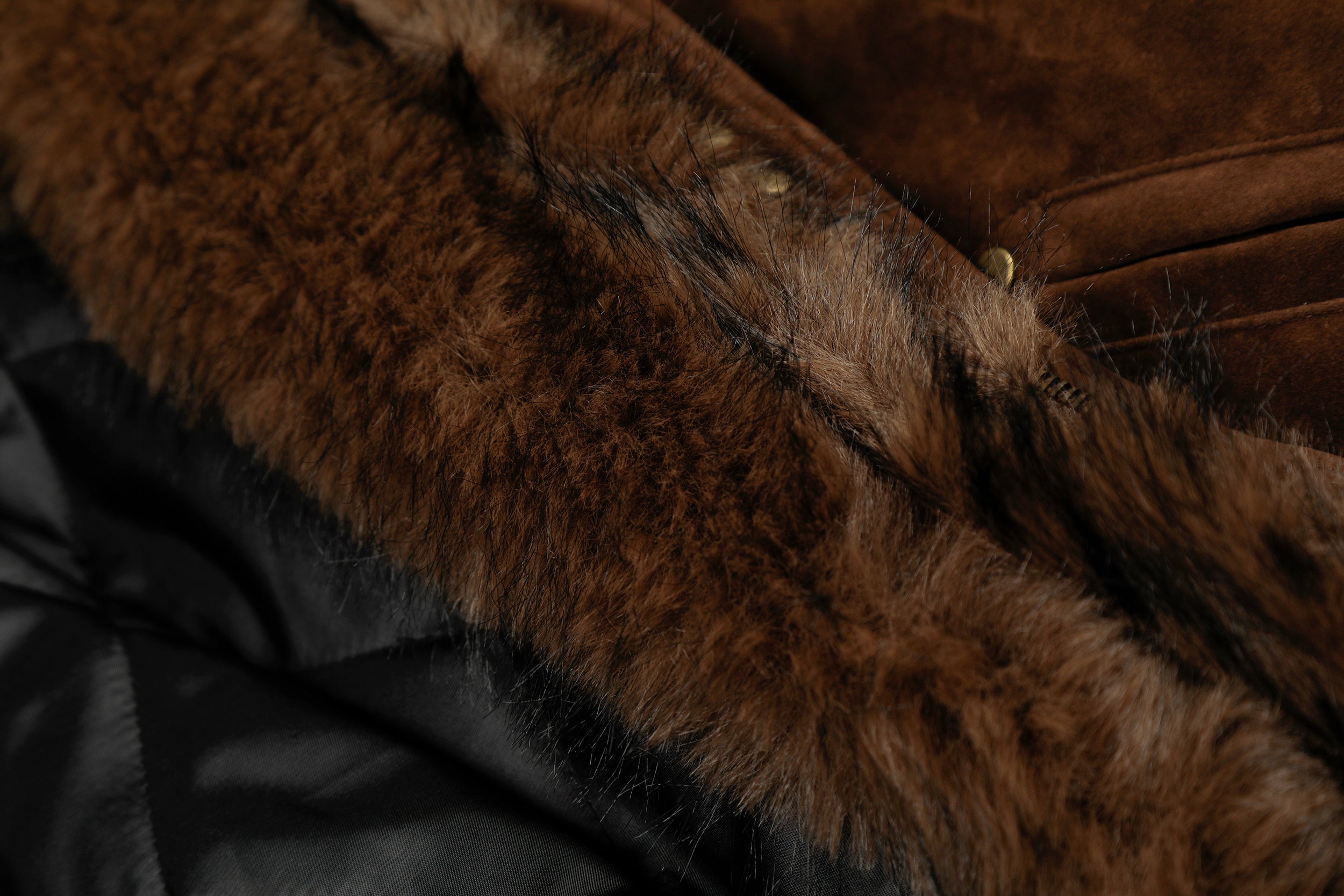 Omirad Faux Suede Fur-Lined Hooded Bomber Jacket