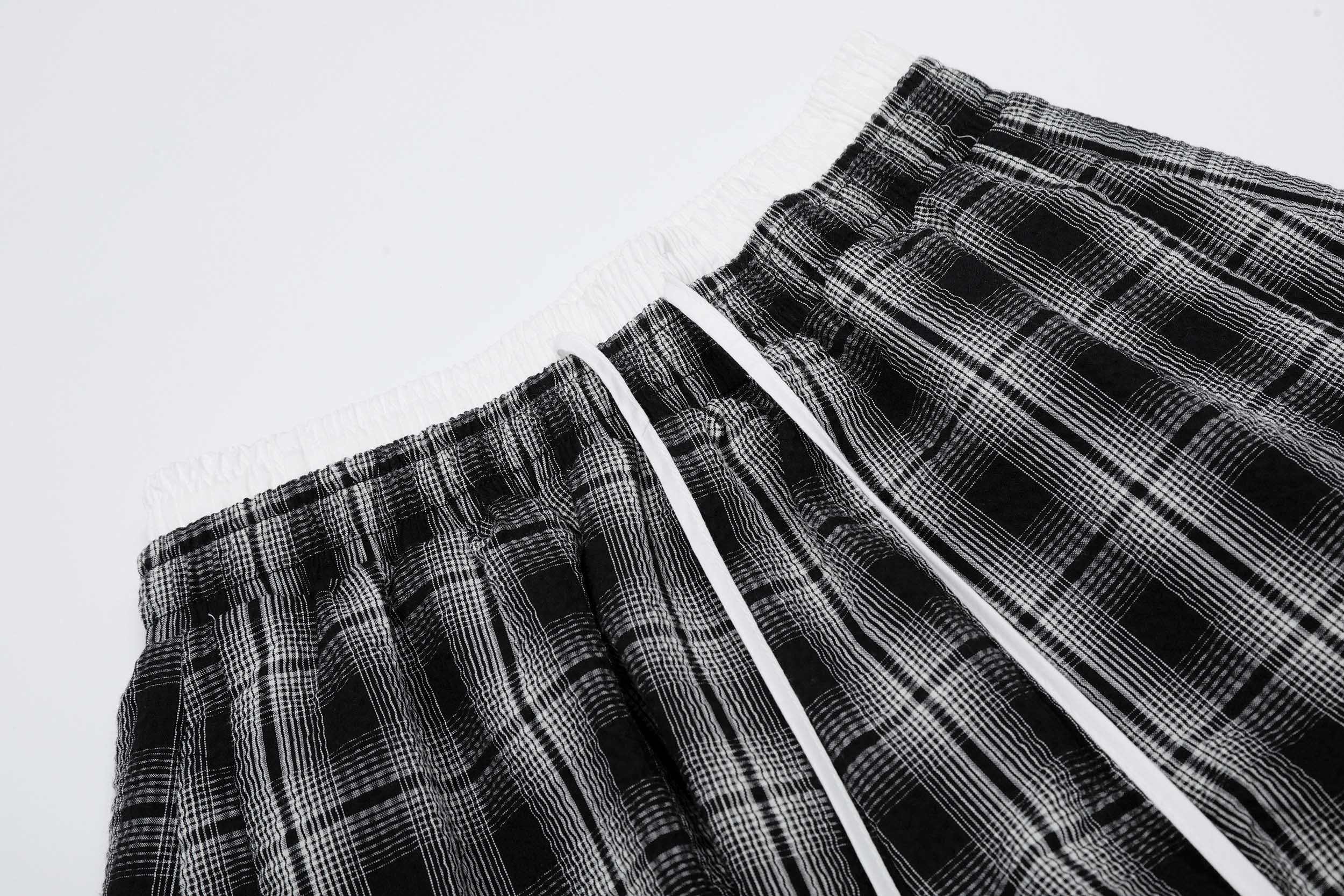 Omirad Plaid Barrel-Leg Pants | Wide-Leg Streetwear Trousers