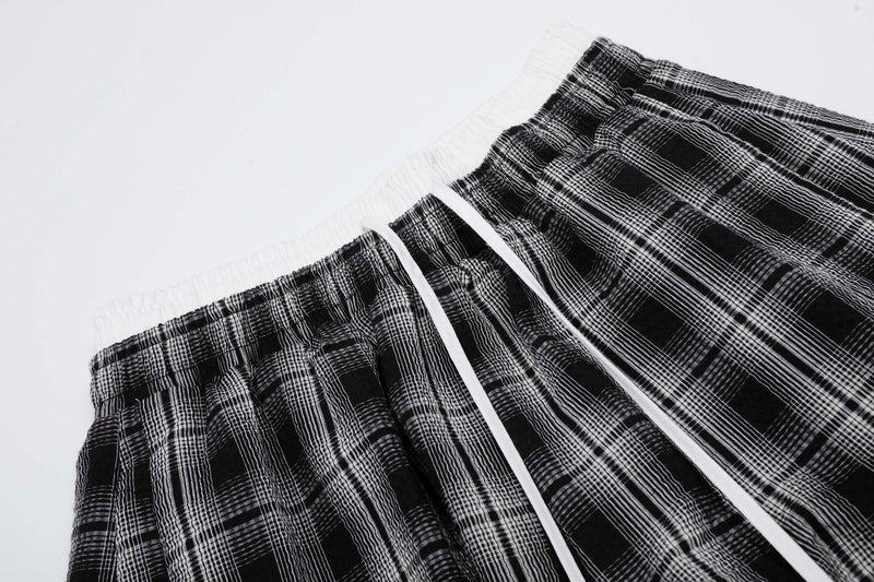 Omirad Plaid Barrel-Leg Pants | Wide-Leg Streetwear Trousers