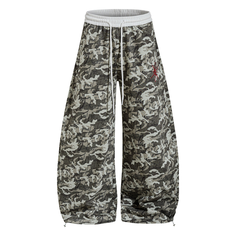 Omirad Camo Script Wide-Leg Streetwear Pants