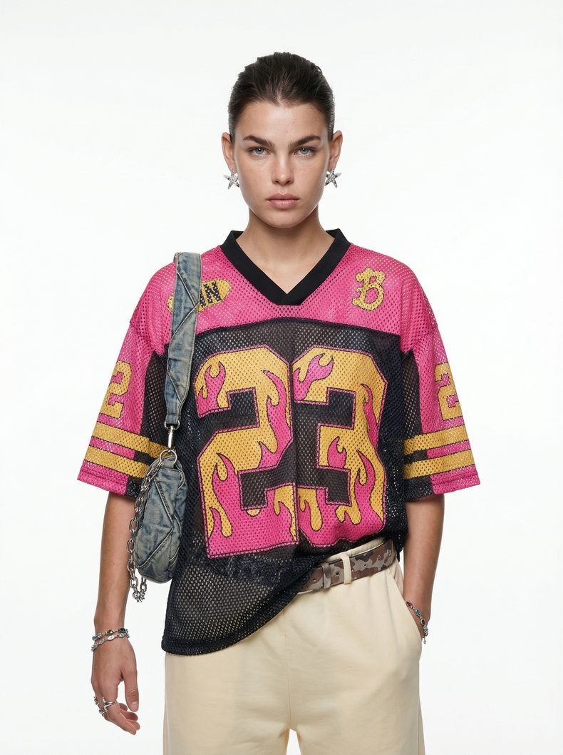Omirad Flame 23 Mesh Jersey T-Shirt | Streetwear Football Top