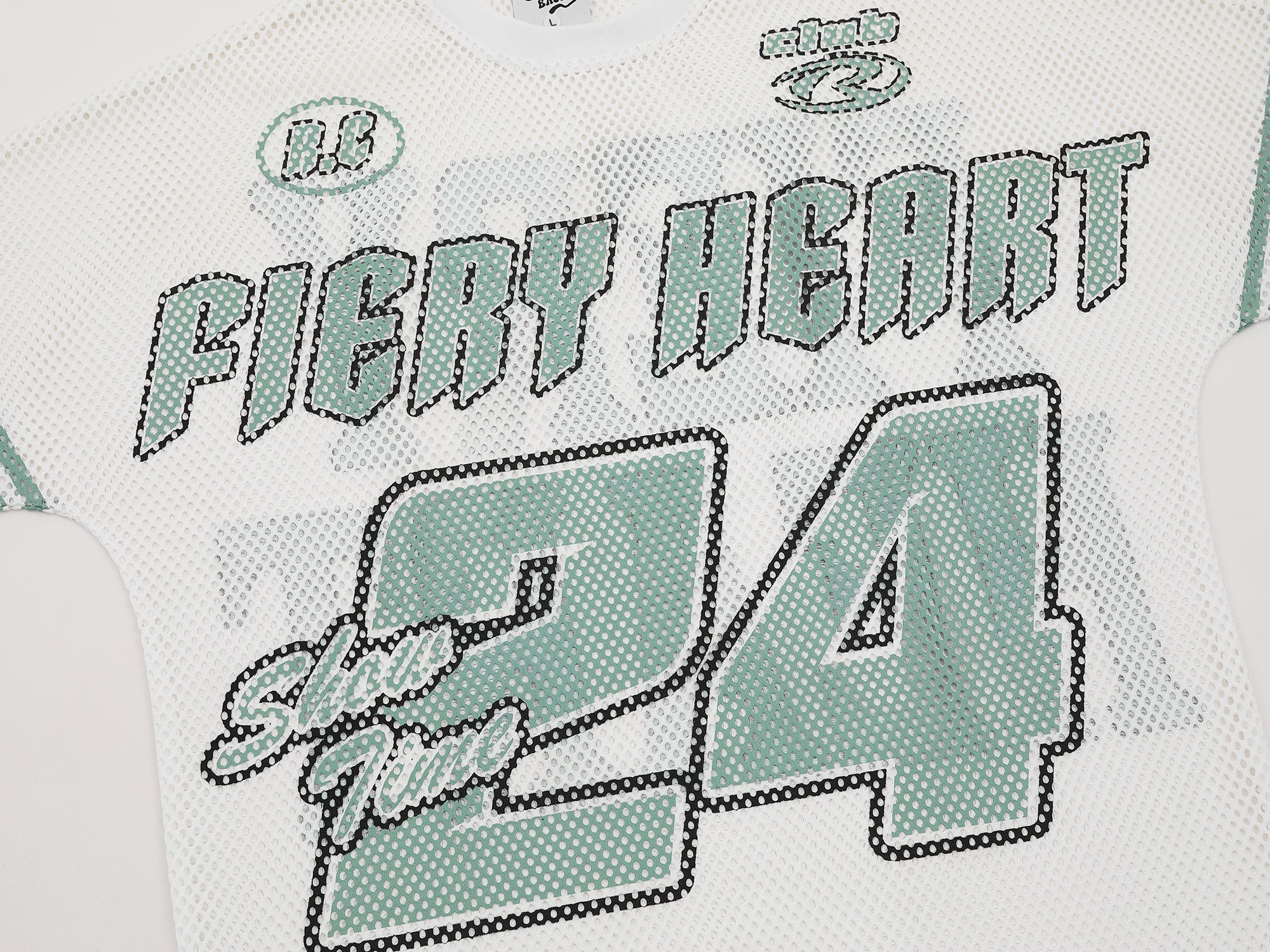 Omirad Fiery Heart Mesh Jersey Tee | Varsity Graphic Streetwear