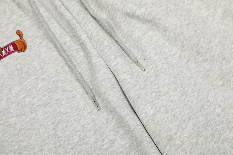 Embroidered Dog Motif Wide-Leg Sweatpants | Omirad
