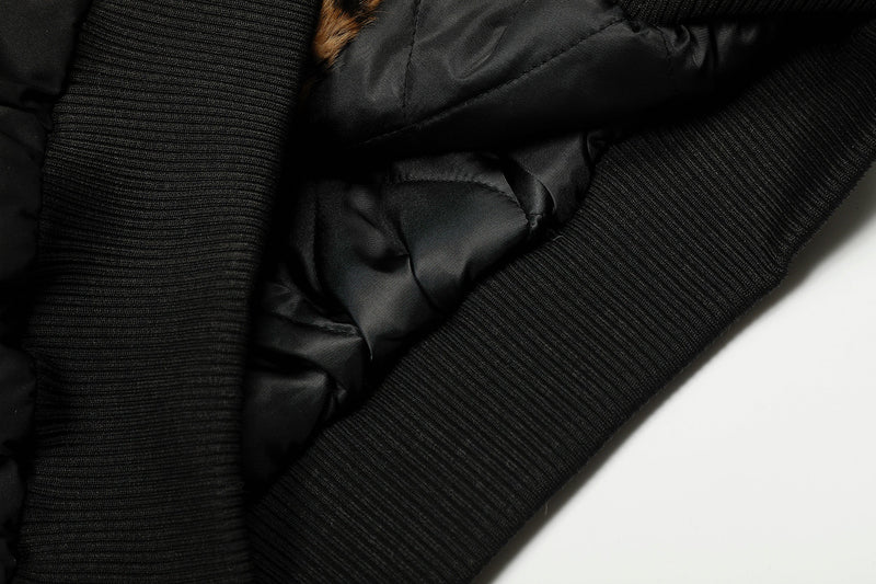 Faux-Fur Hooded Bomber Jacket | Military Streetwear