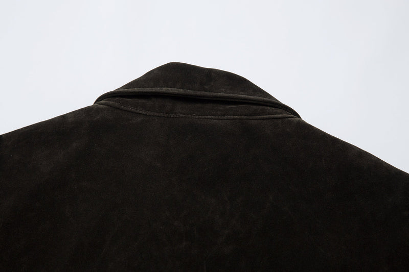 Suede-Texture Metal Clasp Jacket | Vintage Street Style