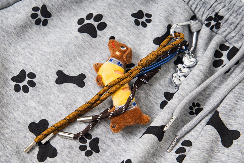Paw Print Wide-Leg Lounge Pants | Dog Bone Streetwear Sweats