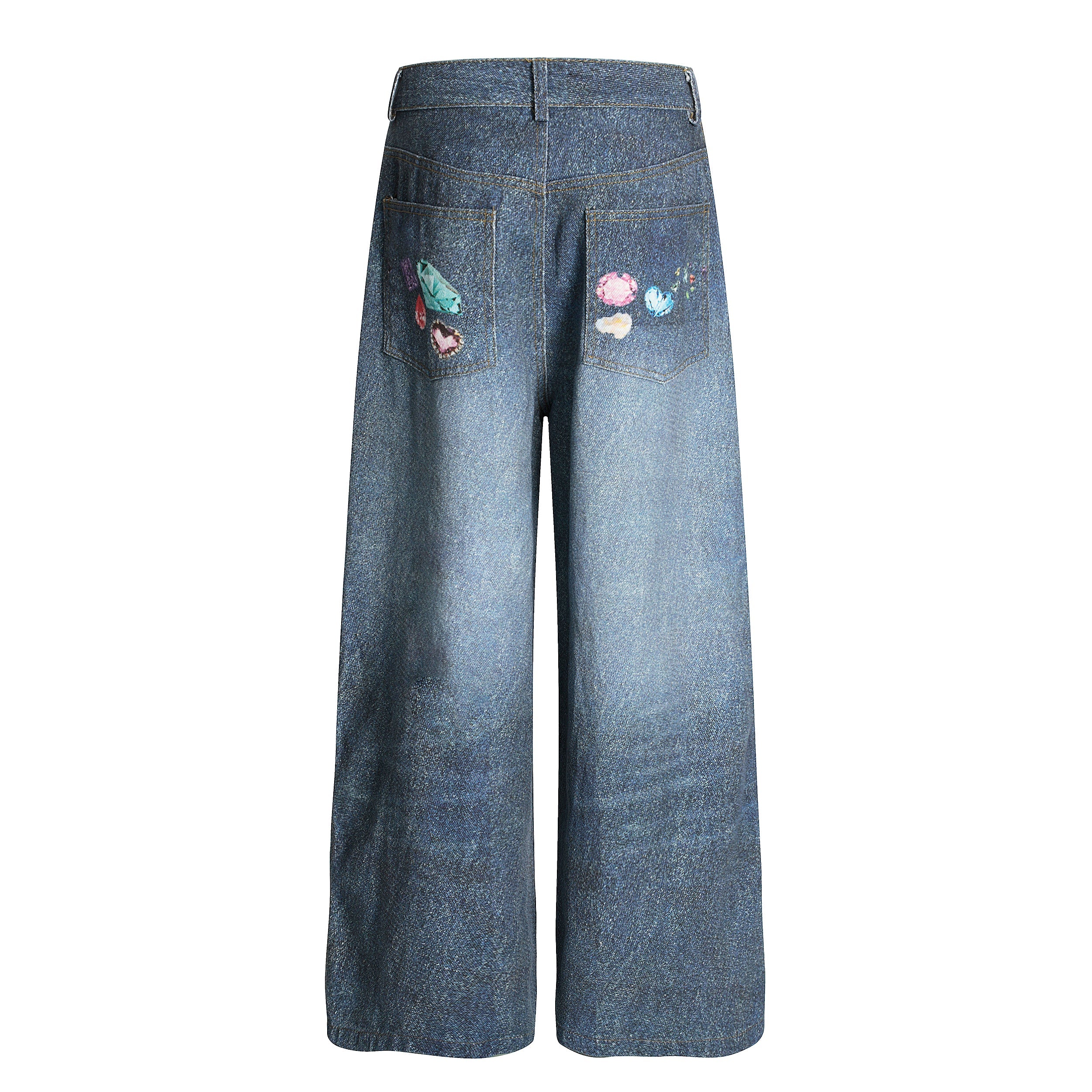 Omirad Gemstone Graphic Wide-Leg Jeans | Y2K Denim