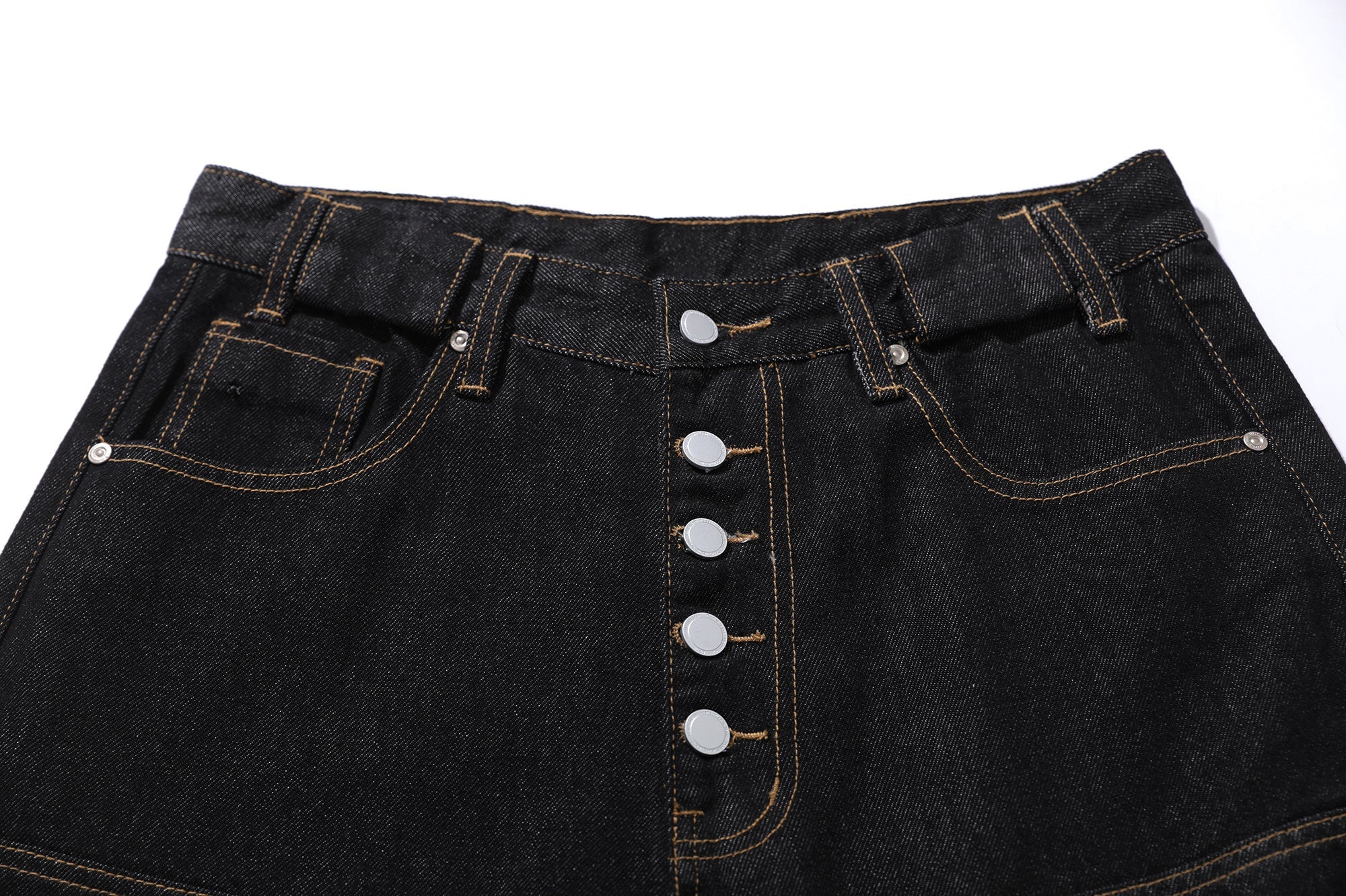 Omirad Multi-Pocket Wide-Leg Cargo Denim Pants | Black