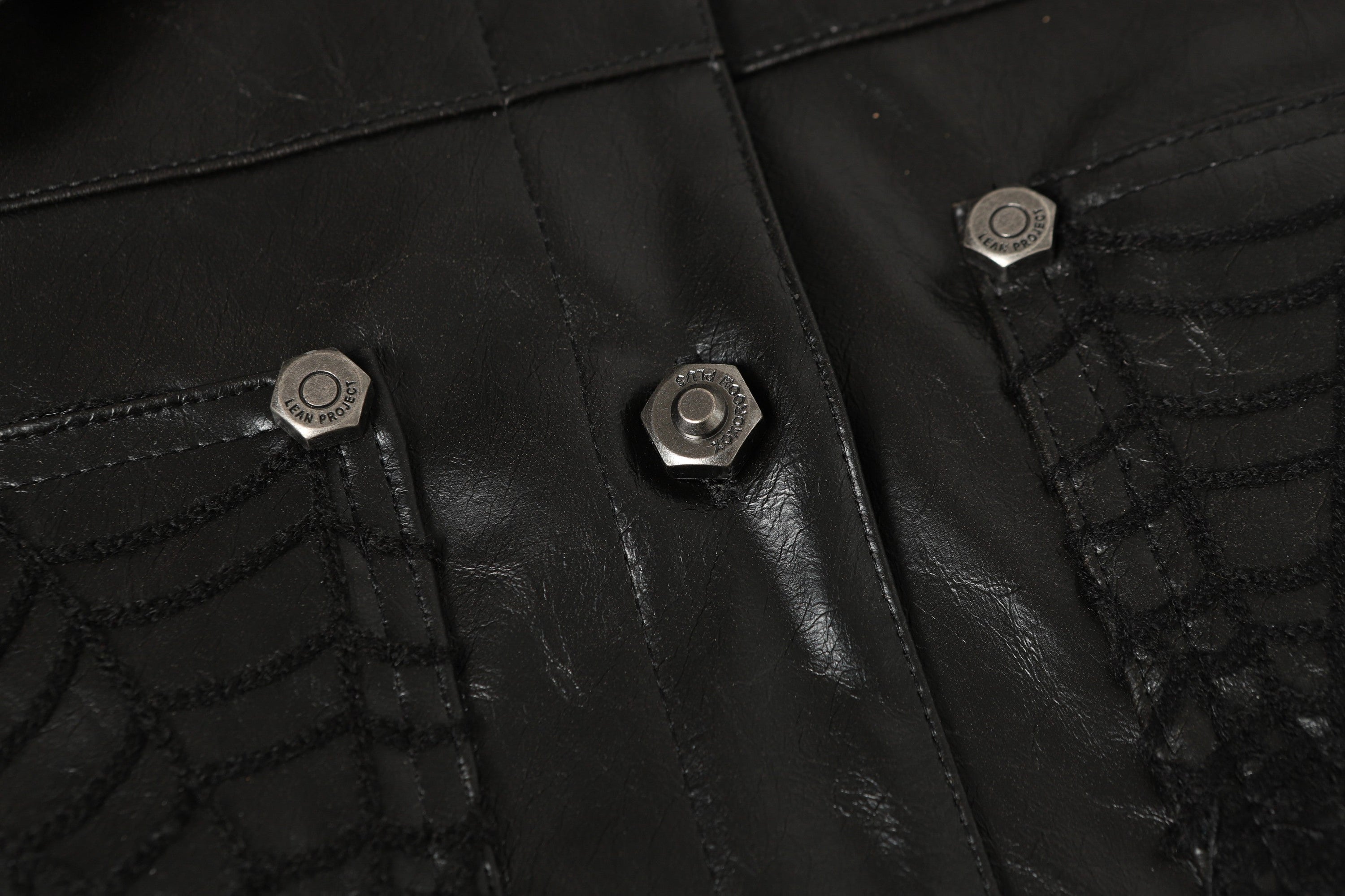 Omirad Spider-Web Embossed Faux Leather Jacket