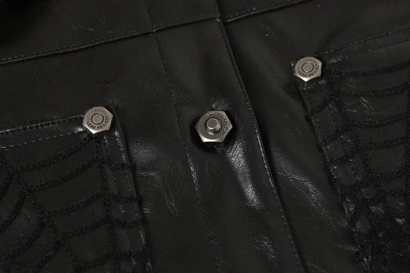 Omirad Spider-Web Embossed Faux Leather Jacket
