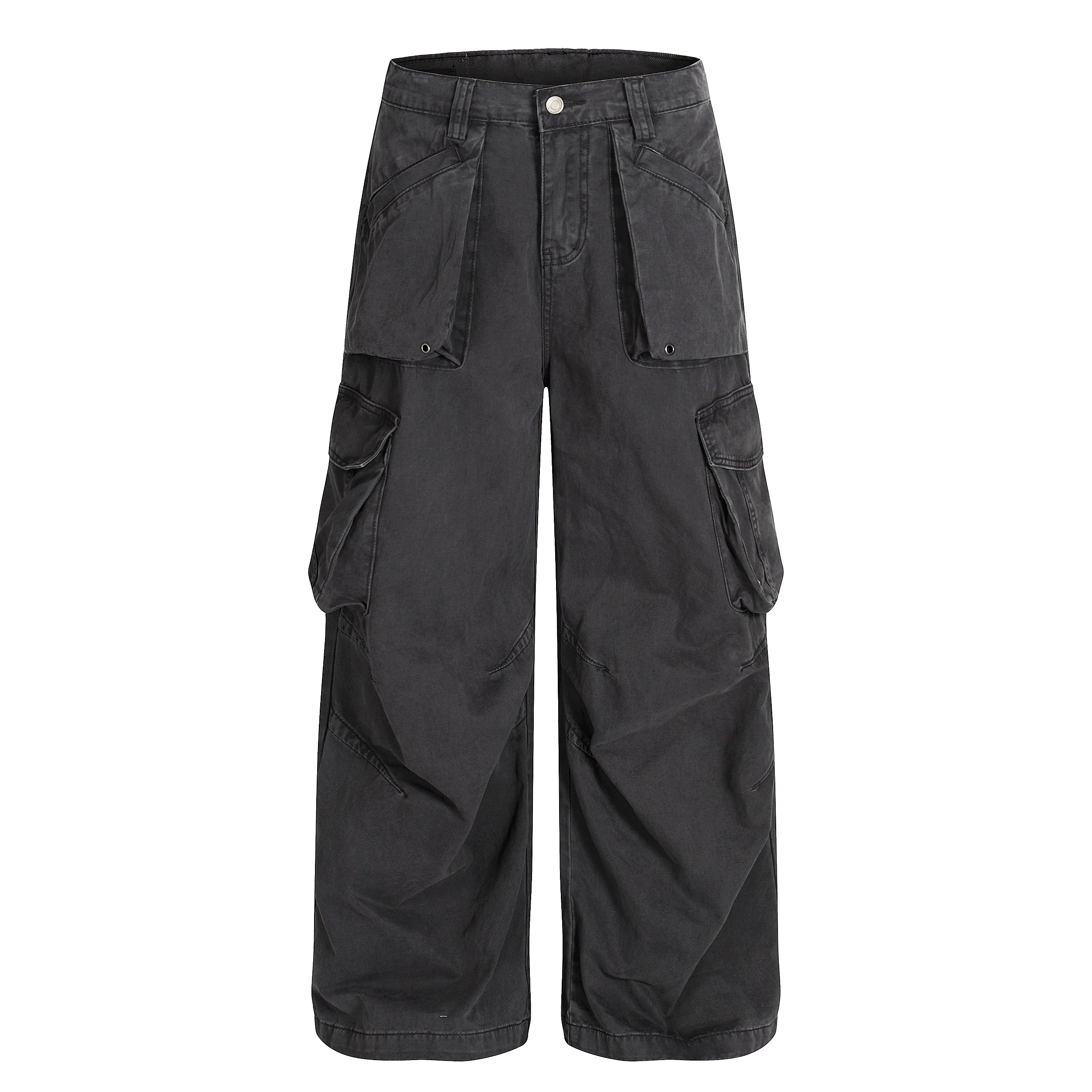 Heavy Cargo Pocket Wide-Leg Pants | Washed Cotton Streetwear