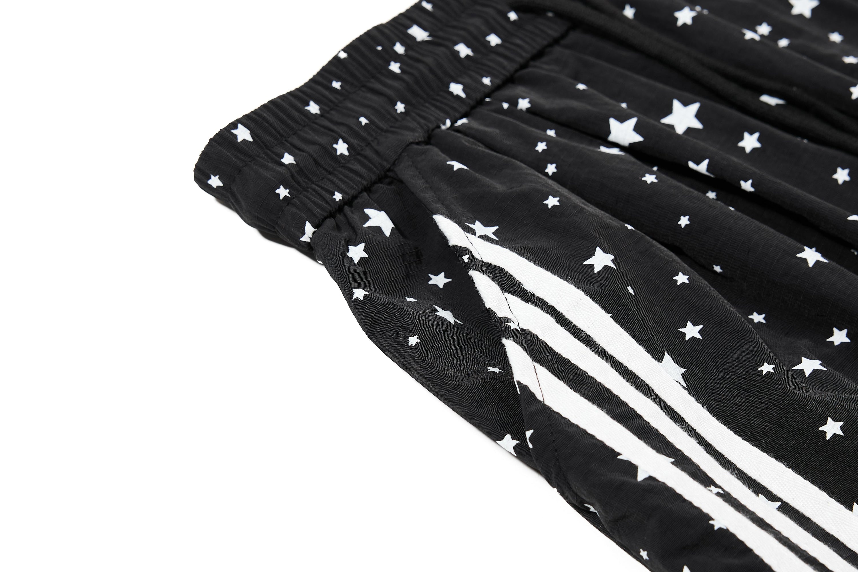 Star Print Wide-Leg Track Pants with Side Stripes | Streetwear