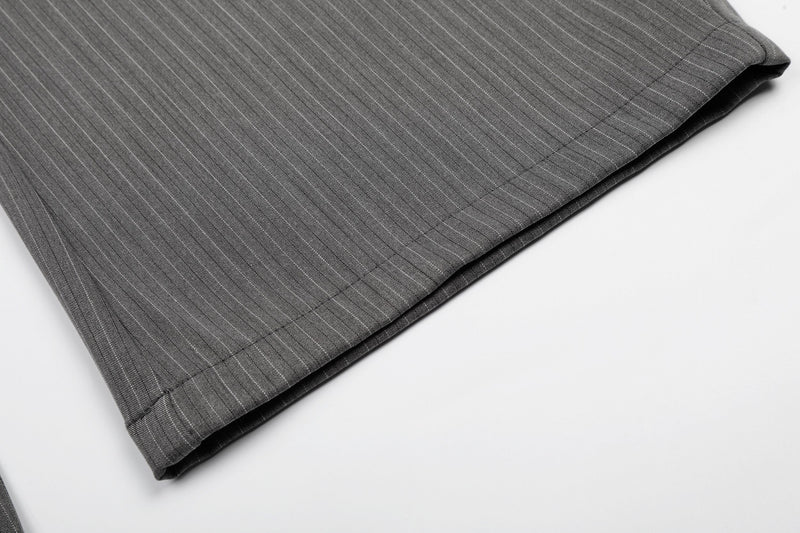 Pinstripe Wide-Leg Pants with Music Staff Graphic | Omirad