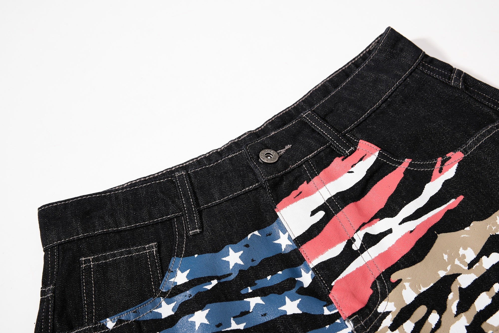 Vintage American Flag Baggy Jeans | Y2K Wide-Leg Denim