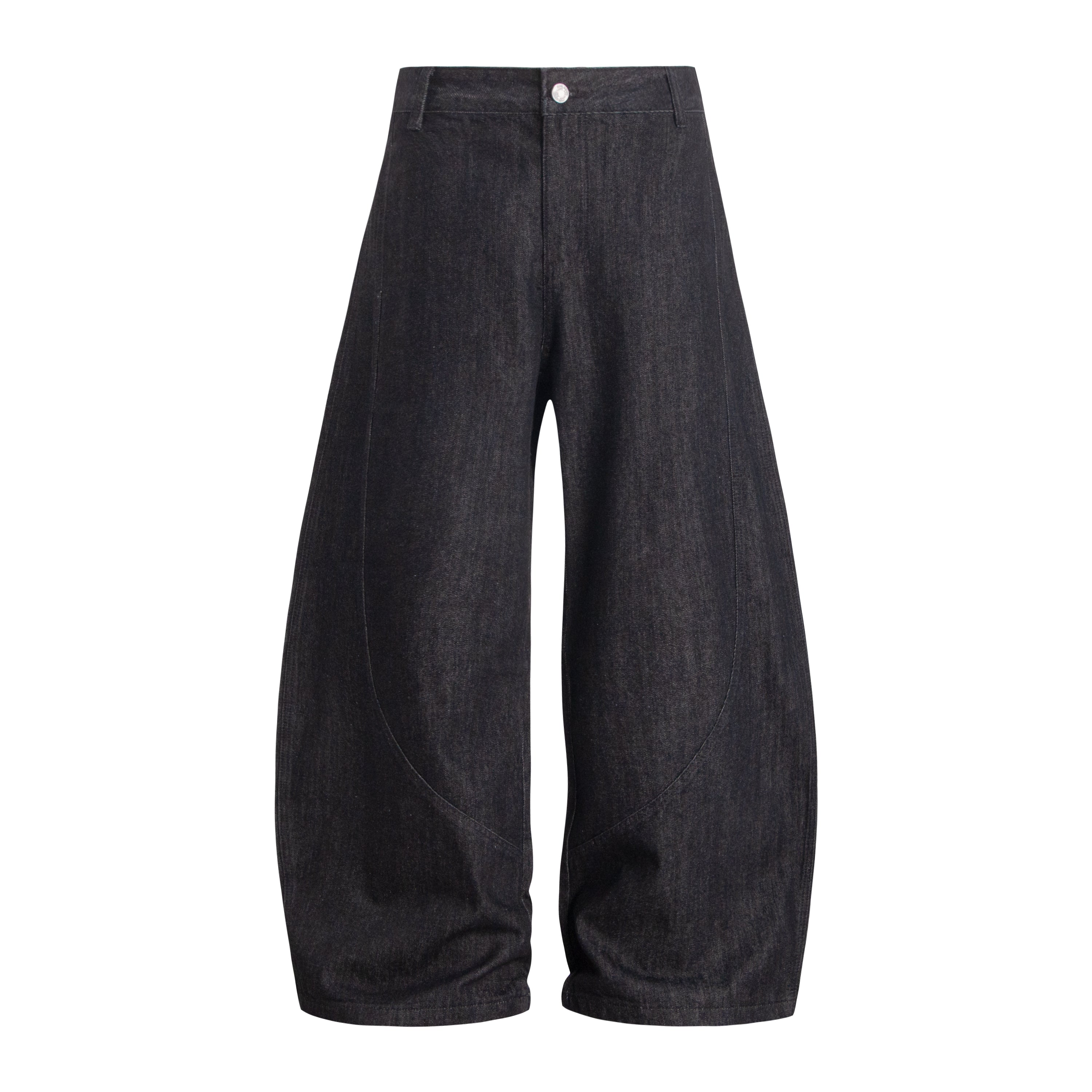 Curved Seam Wide-Leg Denim Pants | Oversized Barrel Fit