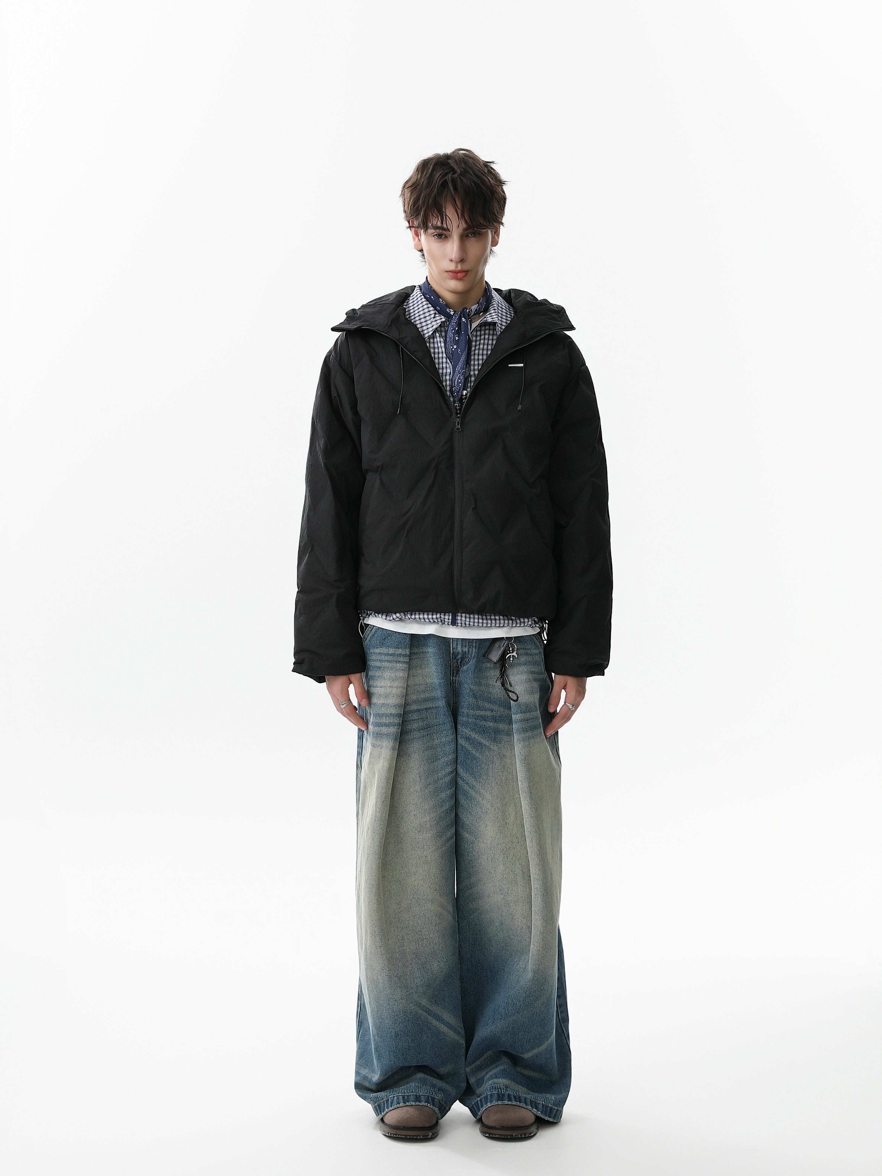 Quilted Hooded Puffer Jacket | Diamond Stitch Winter Coat