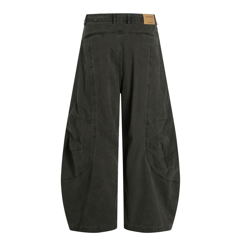 Sculpted Barrel-Leg Cargo Pants | Wide Silhouette Cotton