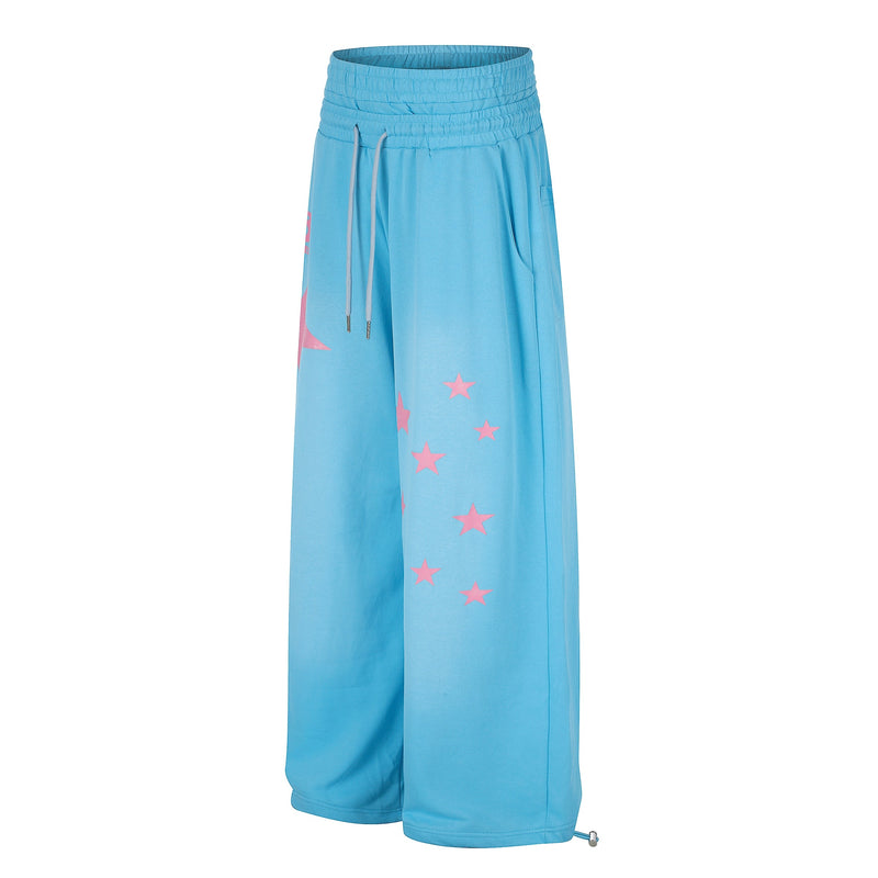 Star Graphic Wide-Leg Sweatpants | Y2K Gradient Streetwear