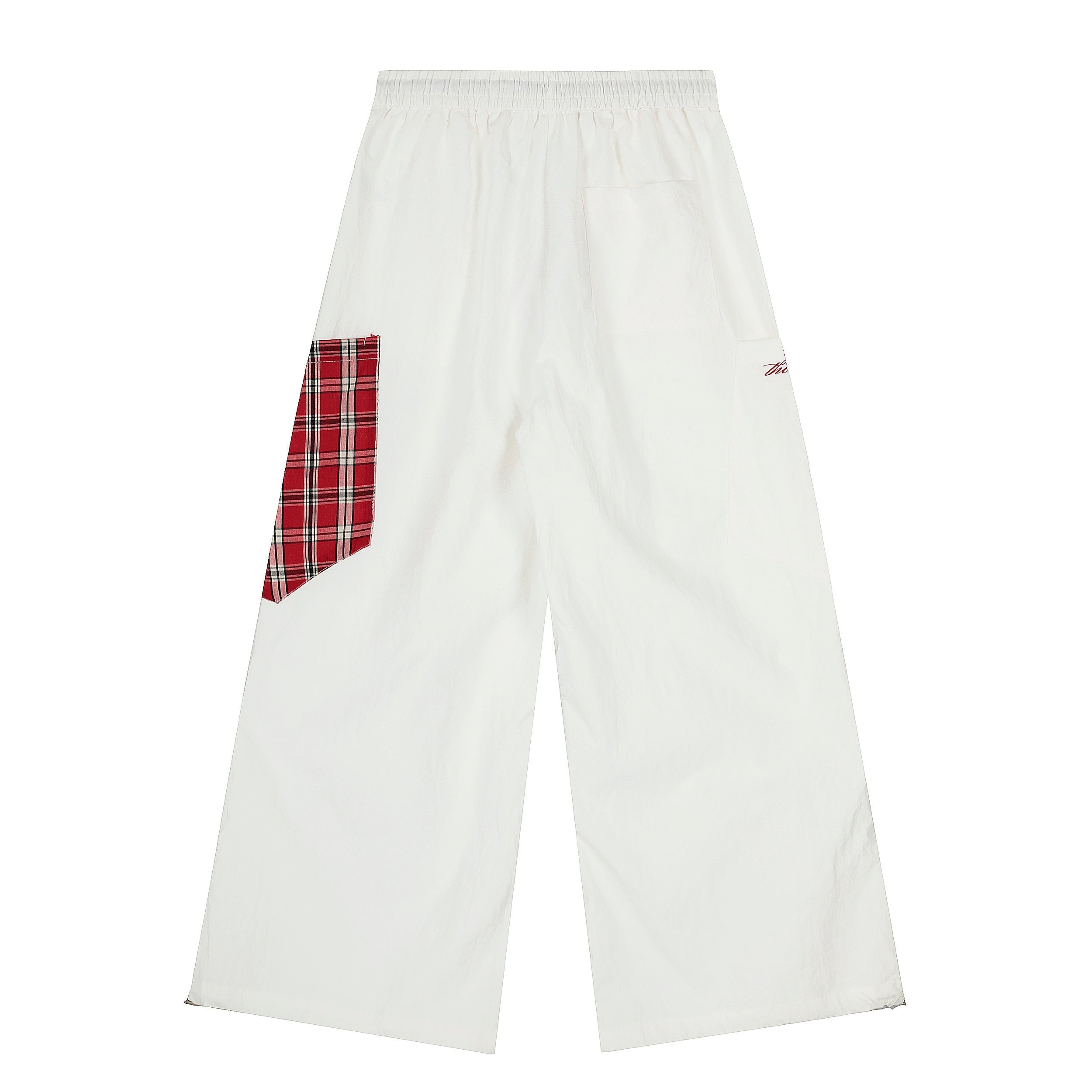 Wide-Leg Plaid-Patch Nylon Cargo Pants | Street Style