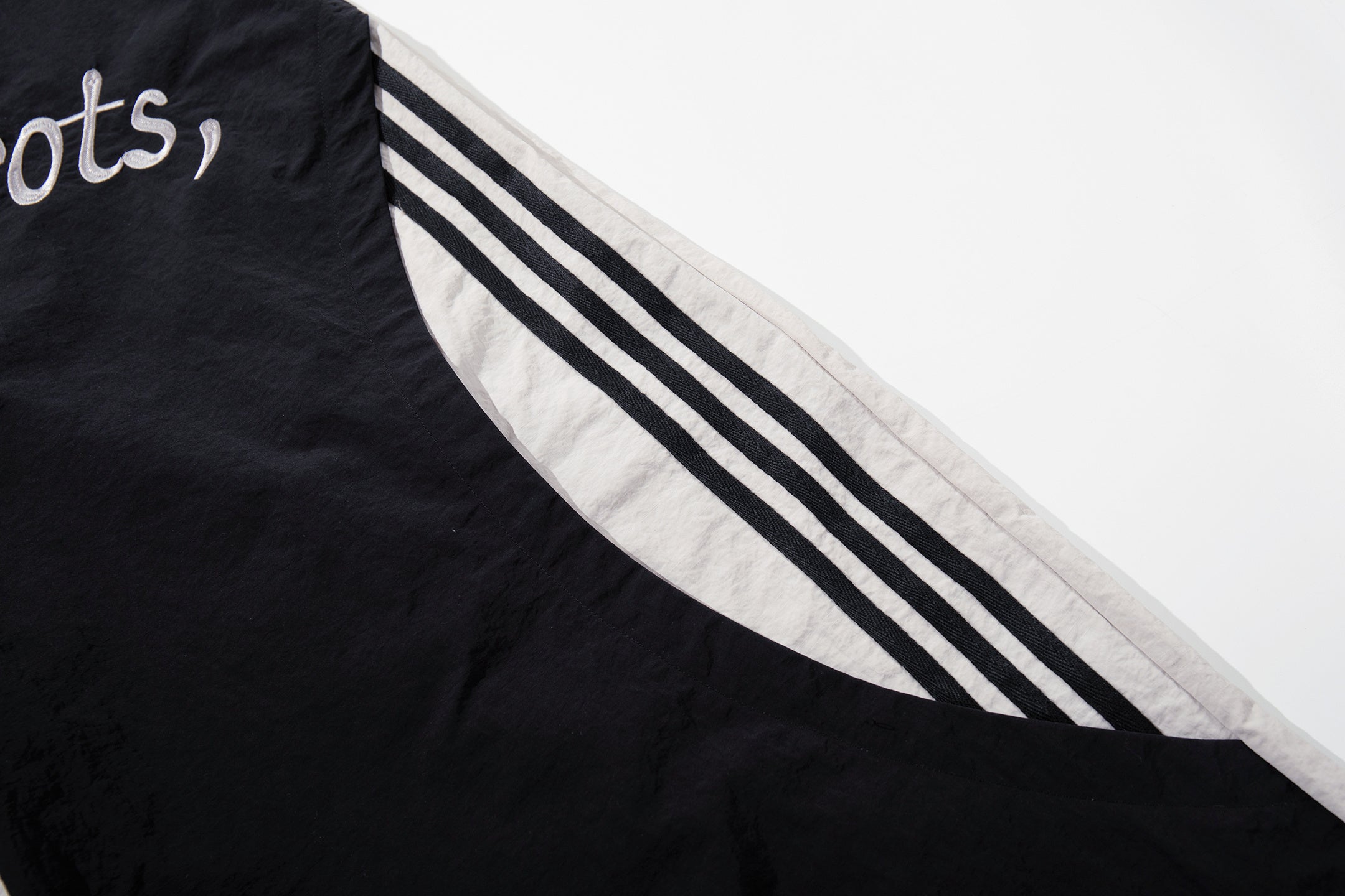 Script Graphic Wide-Leg Track Pants | Contrast Panel