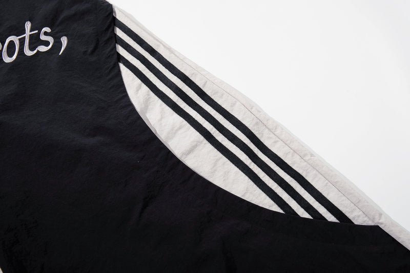 Script Graphic Wide-Leg Track Pants | Contrast Panel