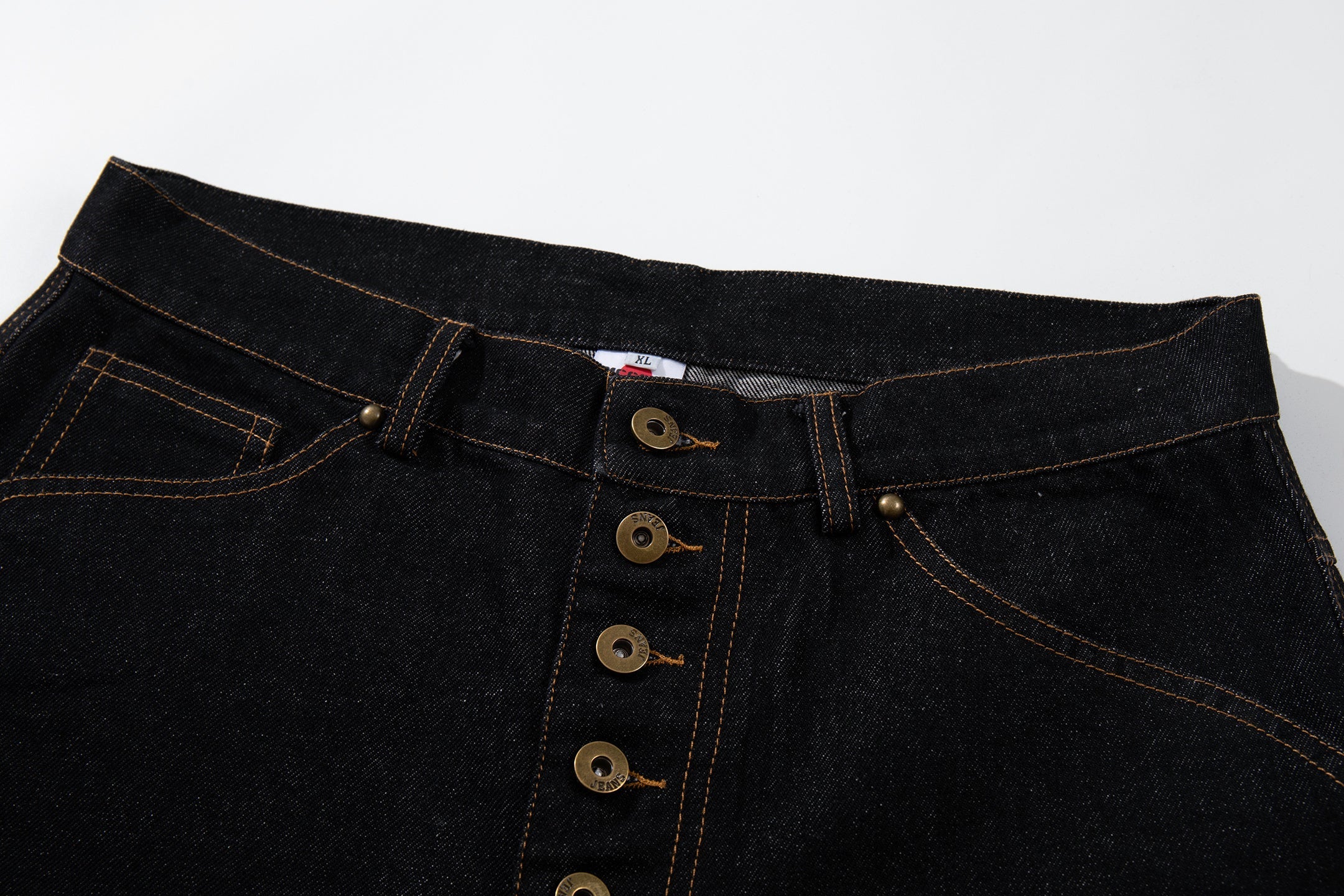 Omirad Curved Panel Wide Leg Denim Pants | High-Rise Button Fly