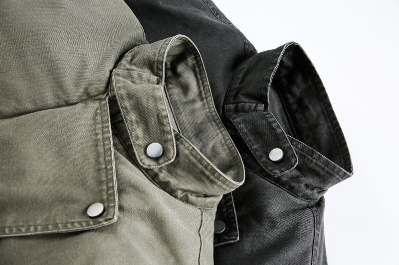 Metal Clasp Utility Jacket | Military-Inspired Cotton Jacket