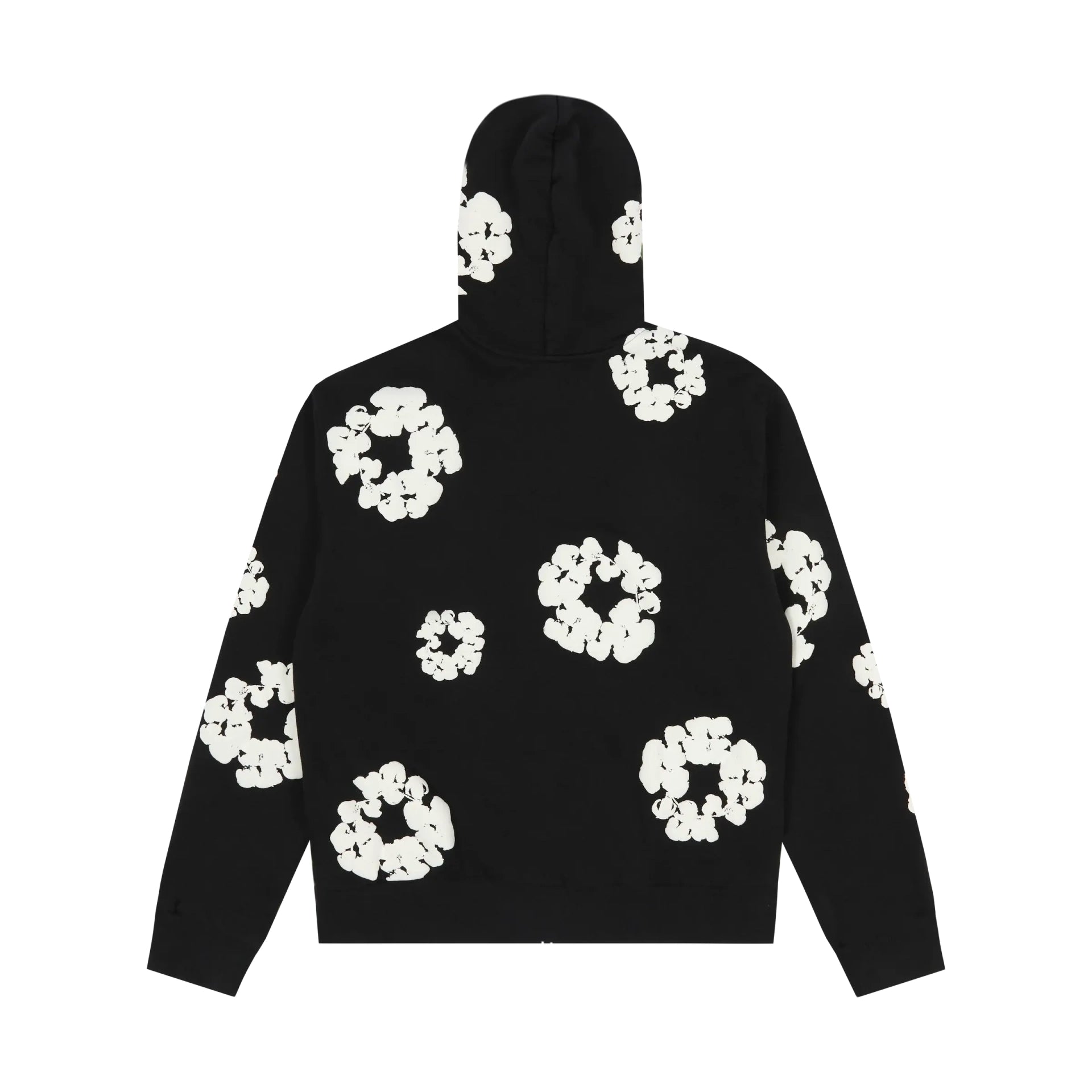 Denim Tears Cotton Wreath Puff Print Zip-Up Hoodie – Black & White