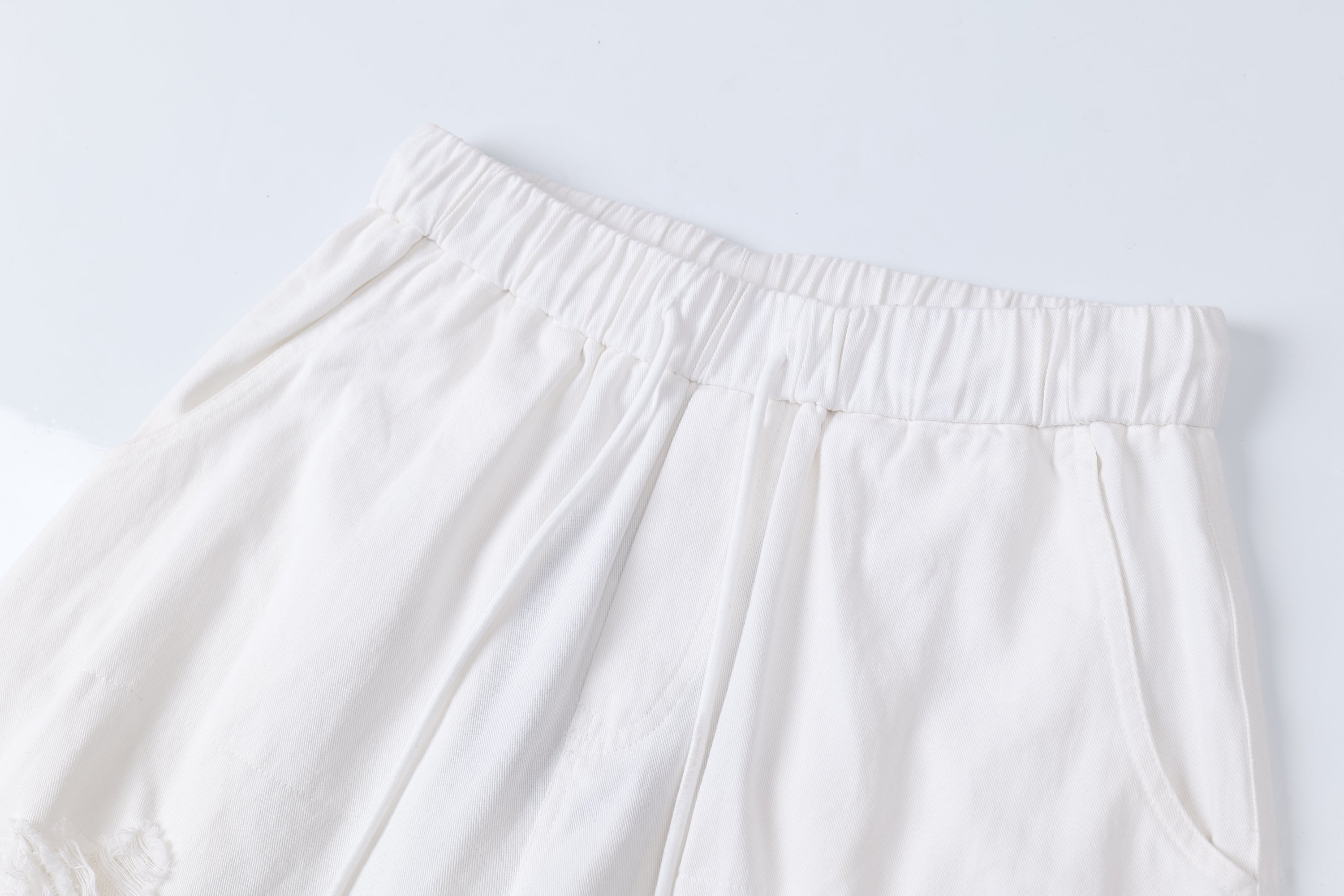 Omirad Distressed Wide-Leg Pants | White Cotton Barrel Fit