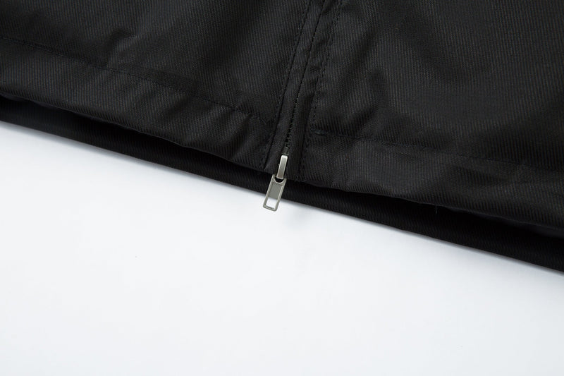 Racing Patch Faux Fur Hood Jacket | Color-Block Nylon