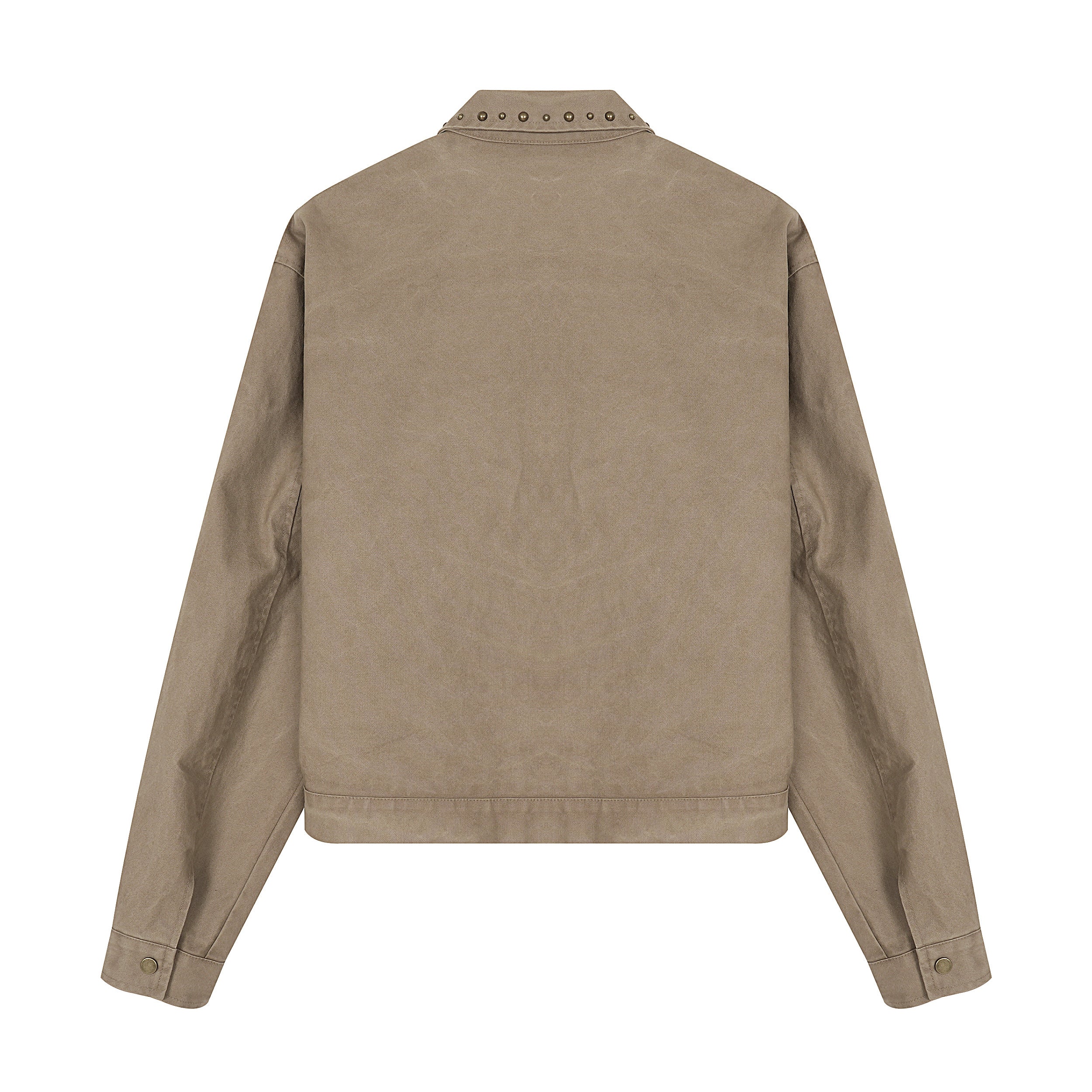 Studded Vintage Work Jacket | Washed Cotton Zip-Up
