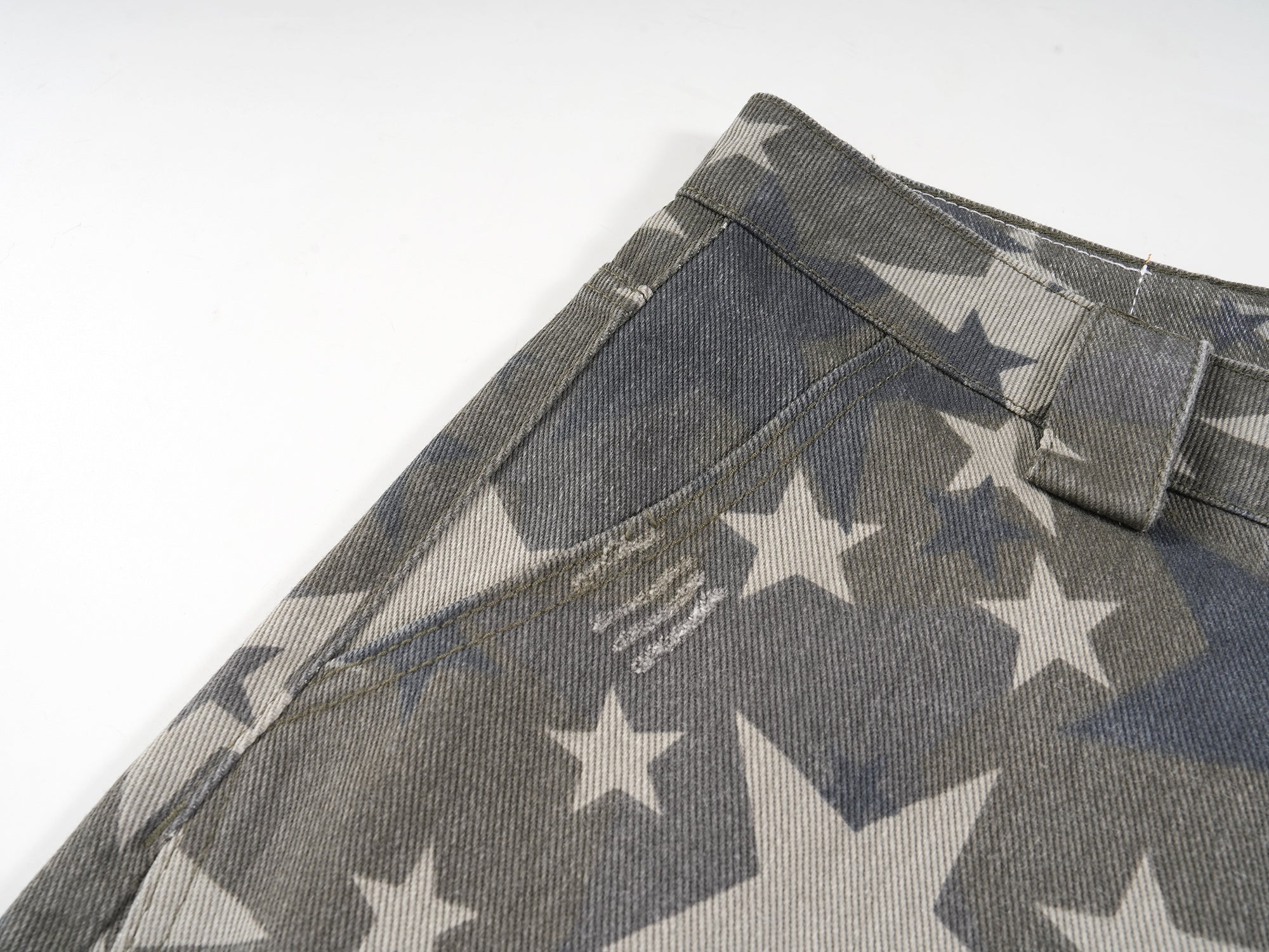 All-Over Star Print Washed Wide-Leg Denim Pants | Y2K Style