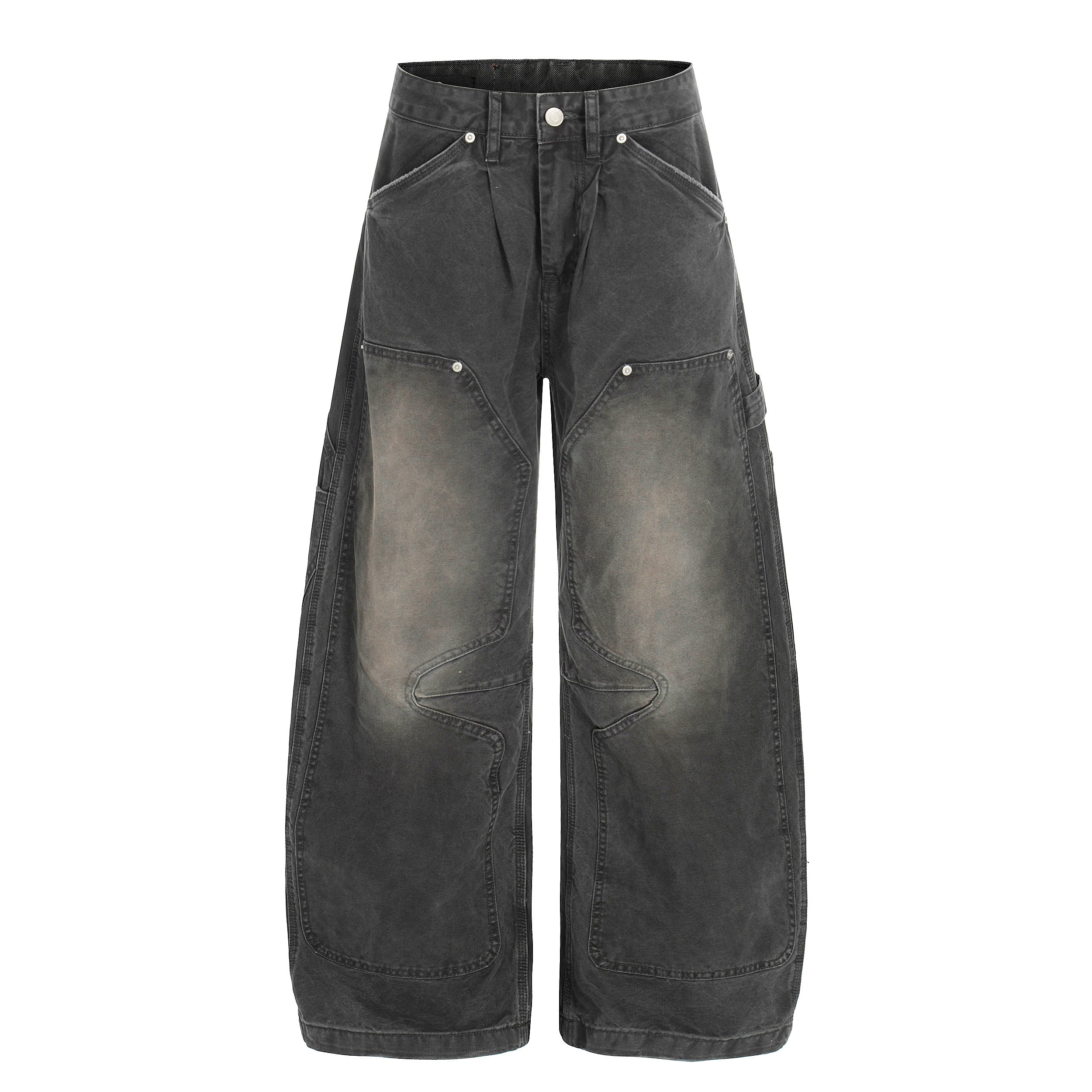 Omirad Washed Utility Wide-Leg Denim Pants | Oversized Cargo