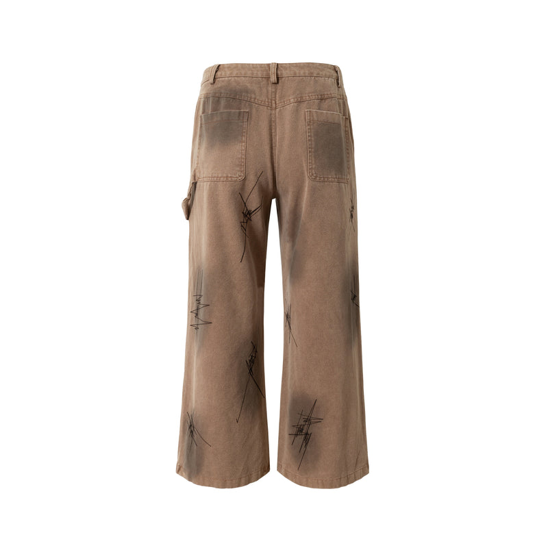 Omirad Spray-Dye Patchwork Wide-Leg Cargo Jeans | SEAKOFF
