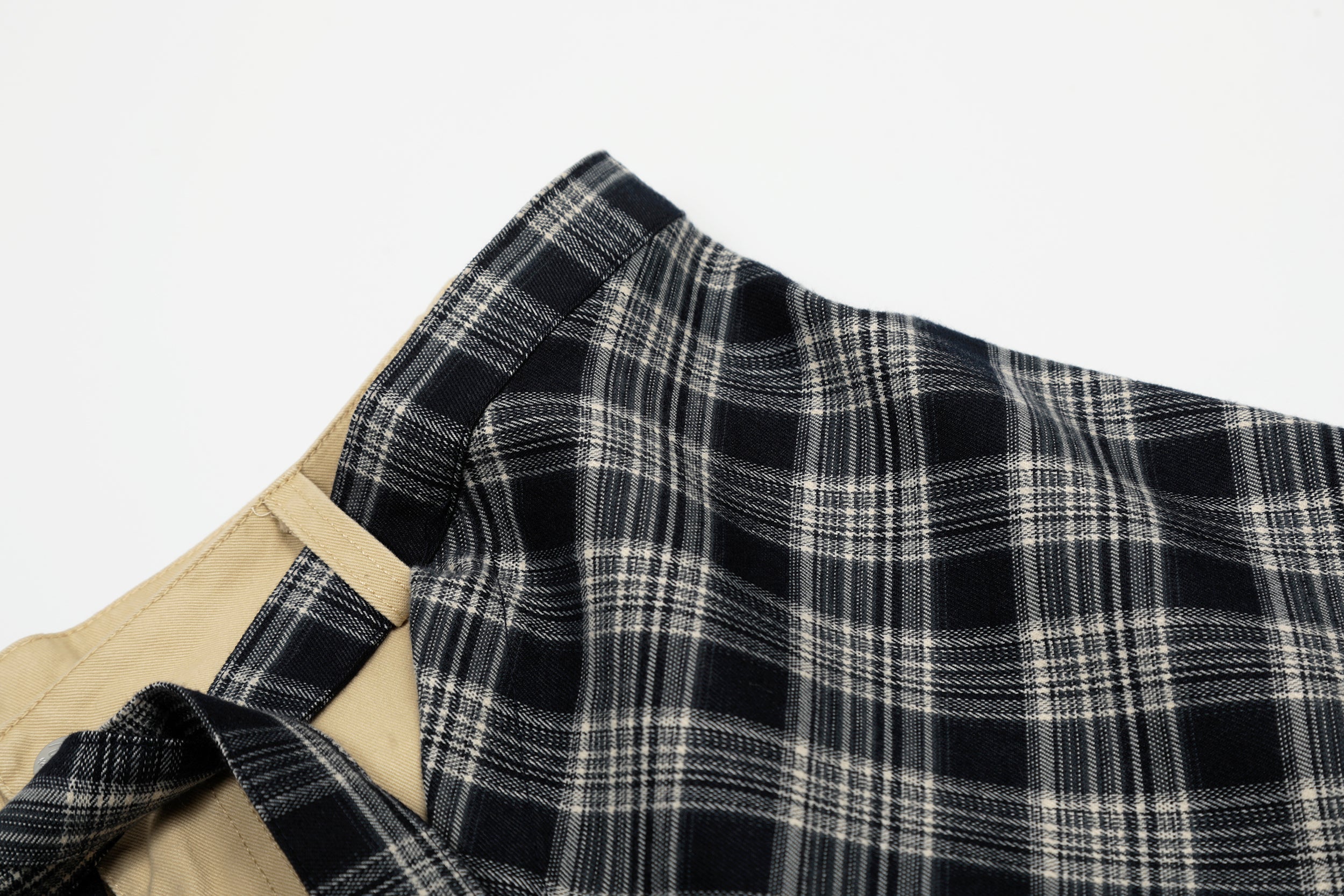 Layered Flannel Tie Wide-Leg Pants | Street Style