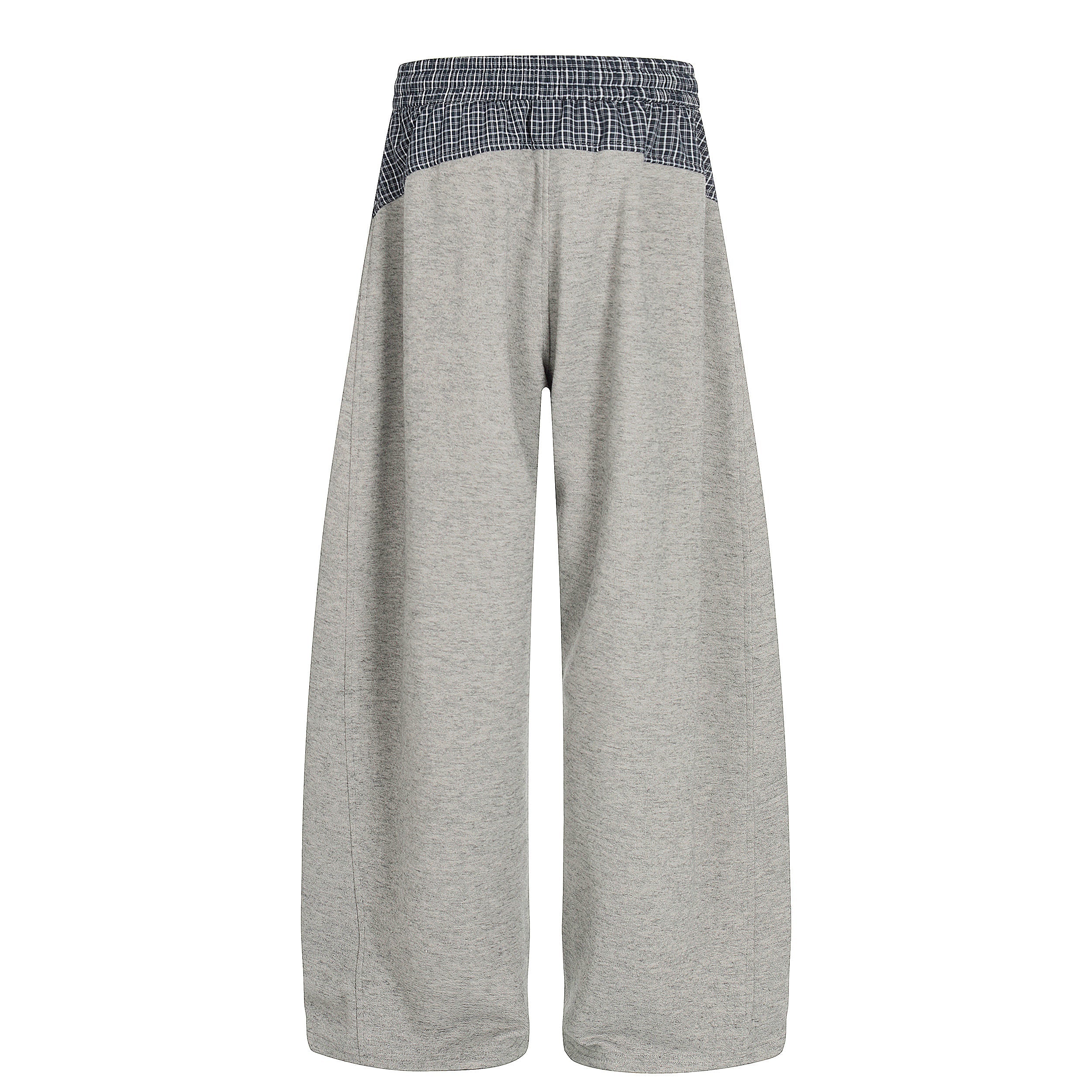 Layered Waist Wide-Leg Sweatpants | Contrast Check Panel