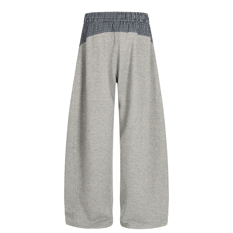 Layered Waist Wide-Leg Sweatpants | Contrast Check Panel