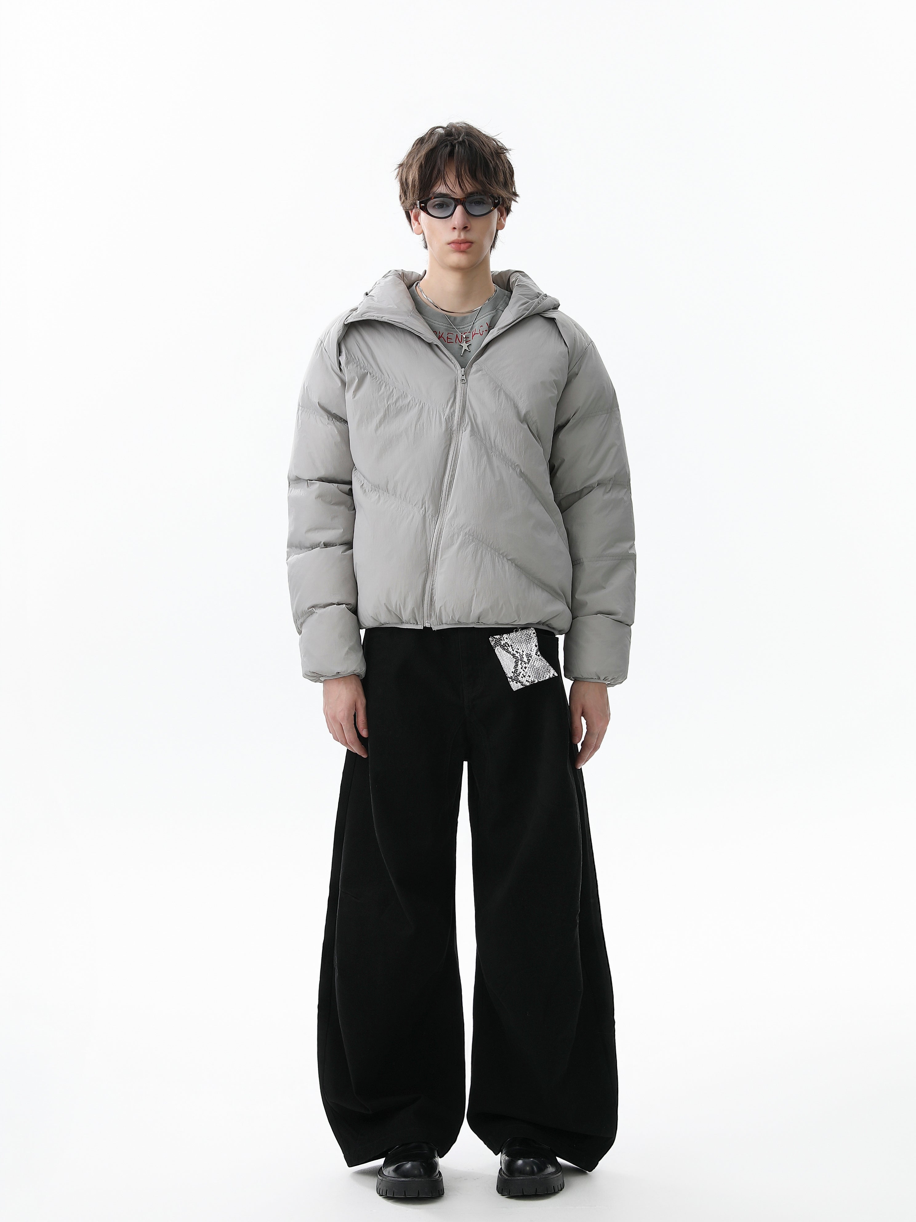 Asymmetric Zipper Hooded Puffer Jacket | Streetwear Insulated
